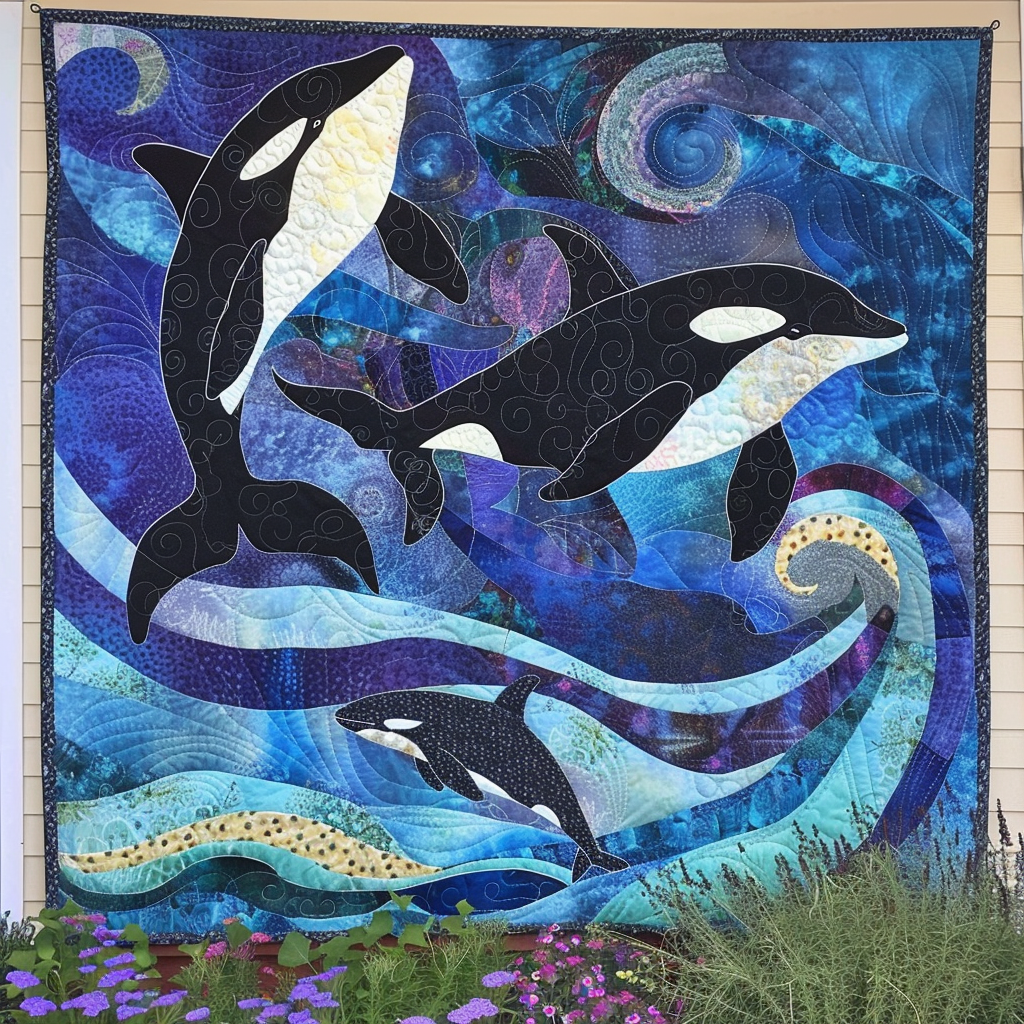 Aquatic Abundance Quilted Blanket USA 250 Years Of Independence Gift For Aesthetic Room - Tradiviet