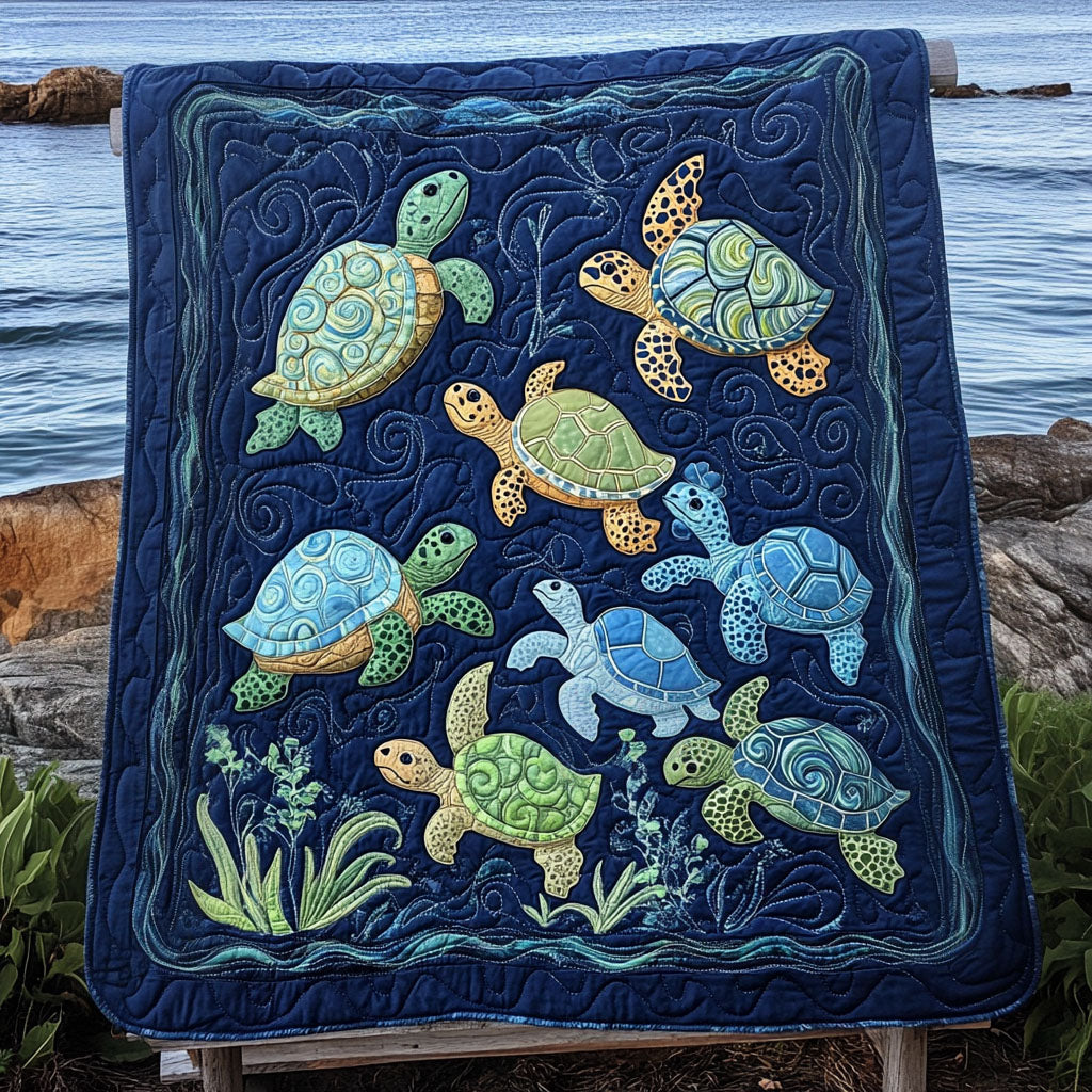Aquatic Ambiance Quilted Blanket USA 250Th Anniversary Gift For Shelf Decor - Tradiviet