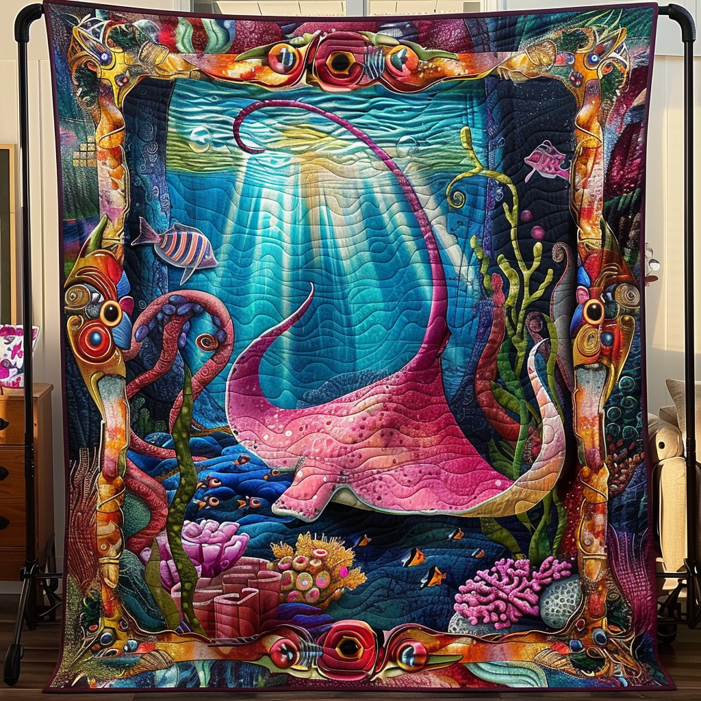 Aquatic Wonders Quilted Blanket Celebrating USA 250 Patriotic Gift Ideas - Tradiviet