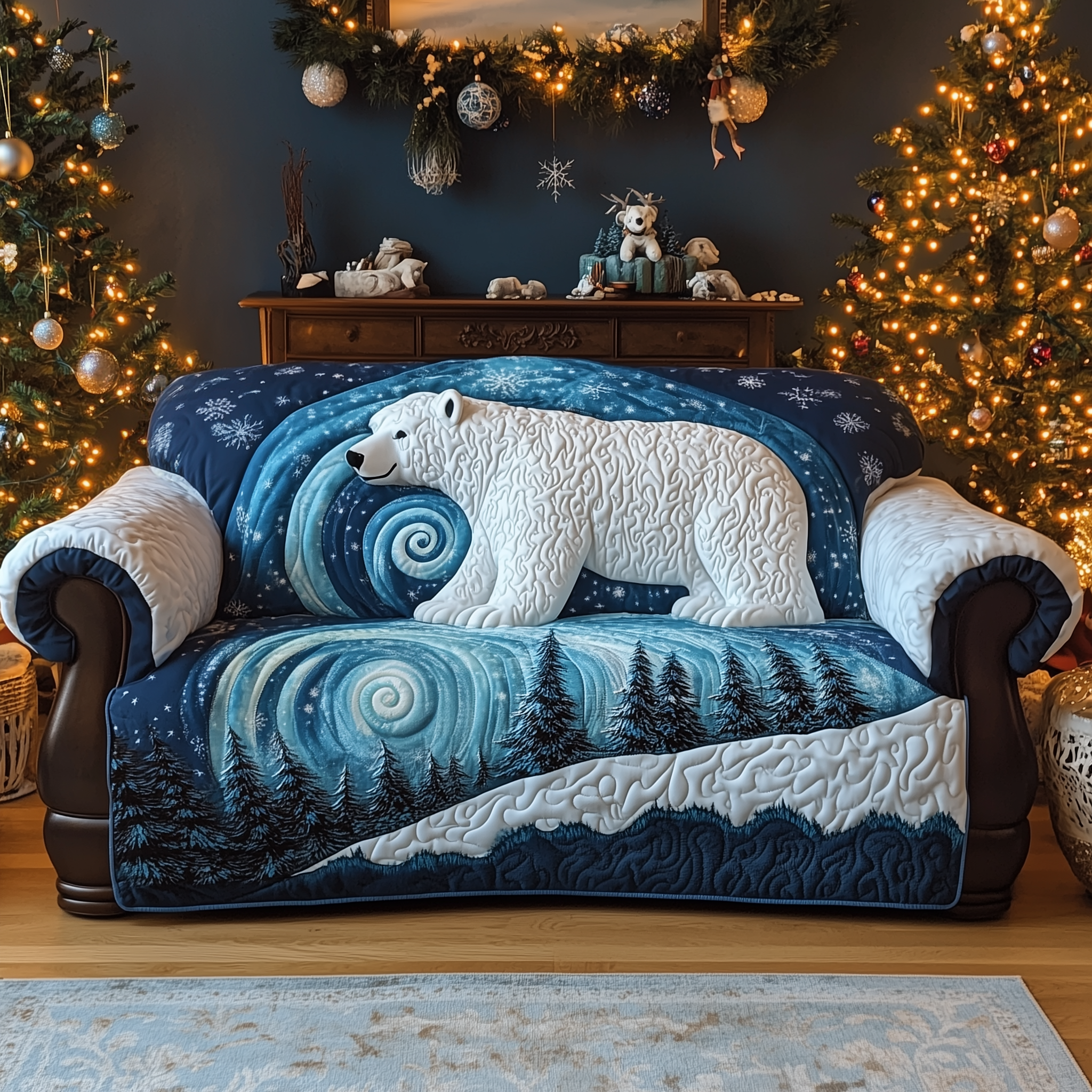 Arctic Guardian Quilted Sofa Cover Wildlife Home Couch Cover Great Housewarming Gift Ideas - Tradiviet