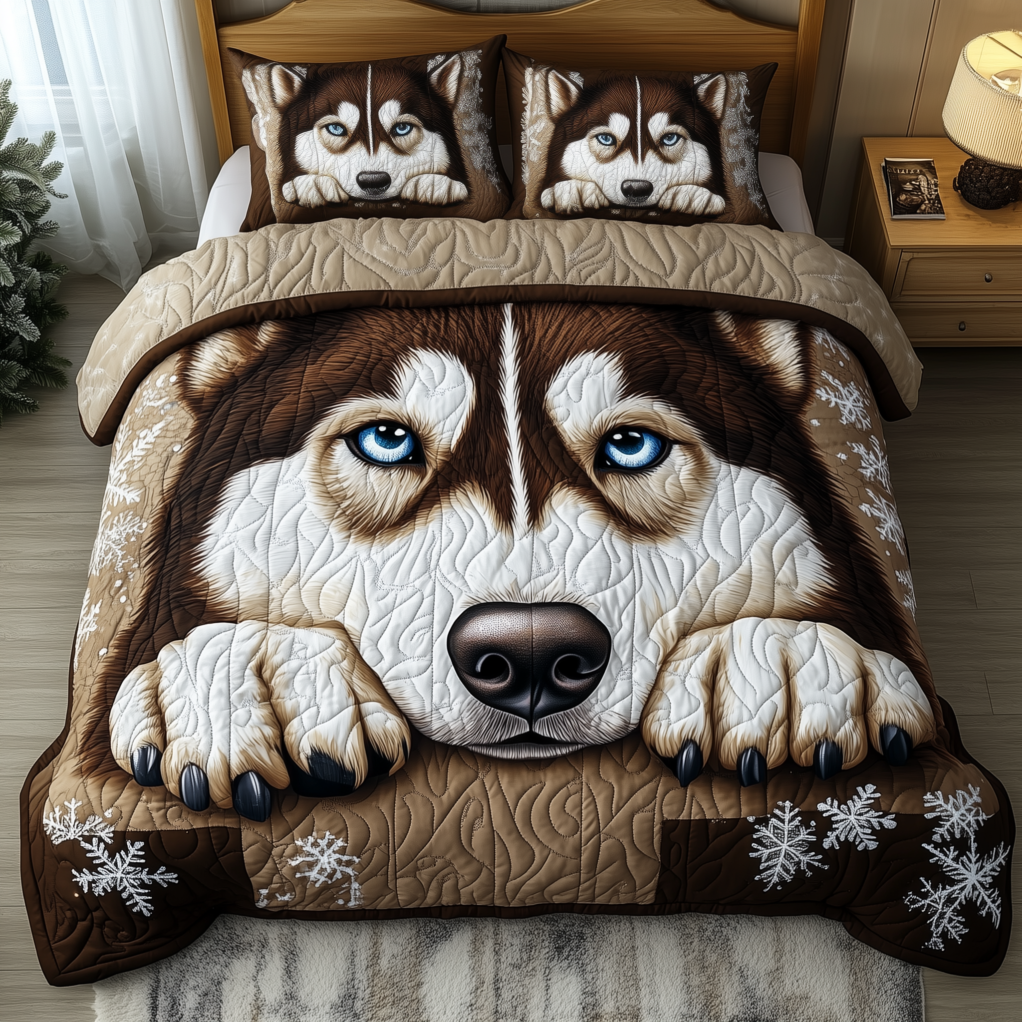 Arctic Paw Haven Quilted Bedding Set Arctic Paw Space Gift For Arctic Paw - Tradiviet