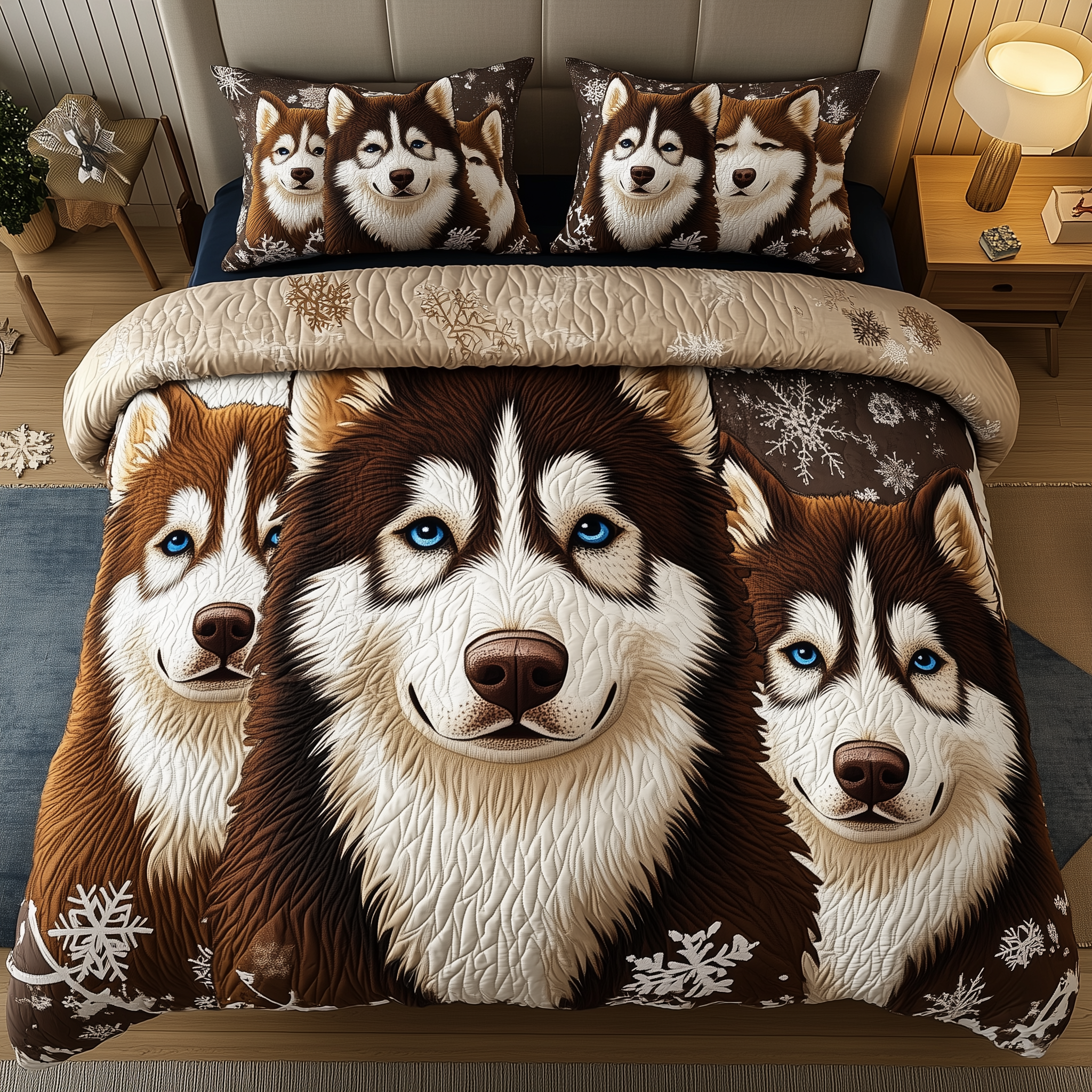Arctic Stare Husky Quilted Bedding Set Arctic Stare Escape Gift For Arctic Stare - Tradiviet