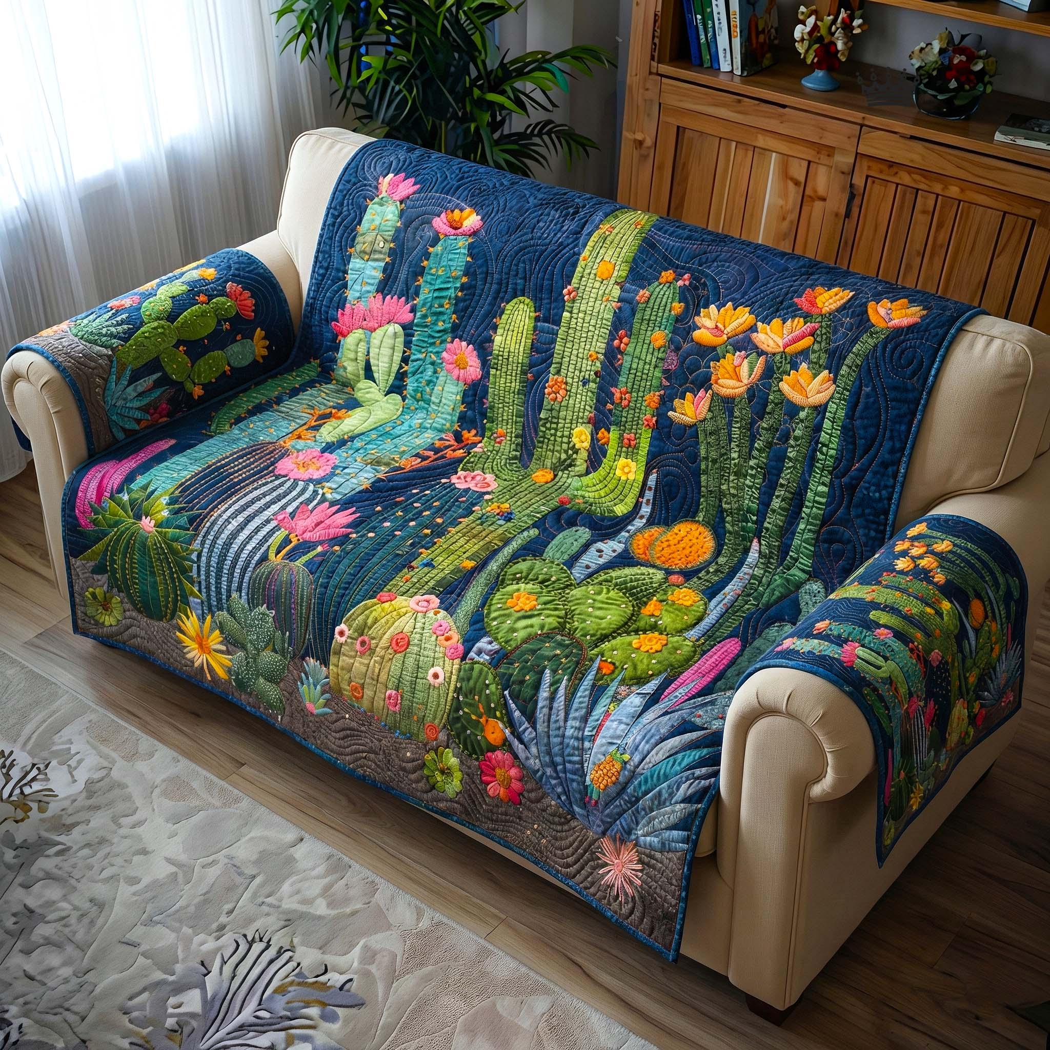 Arid Horizon Quilted Sofa Cover Southwest Home Couch Cover Best Room Decor Gifts - Tradiviet - Image 2