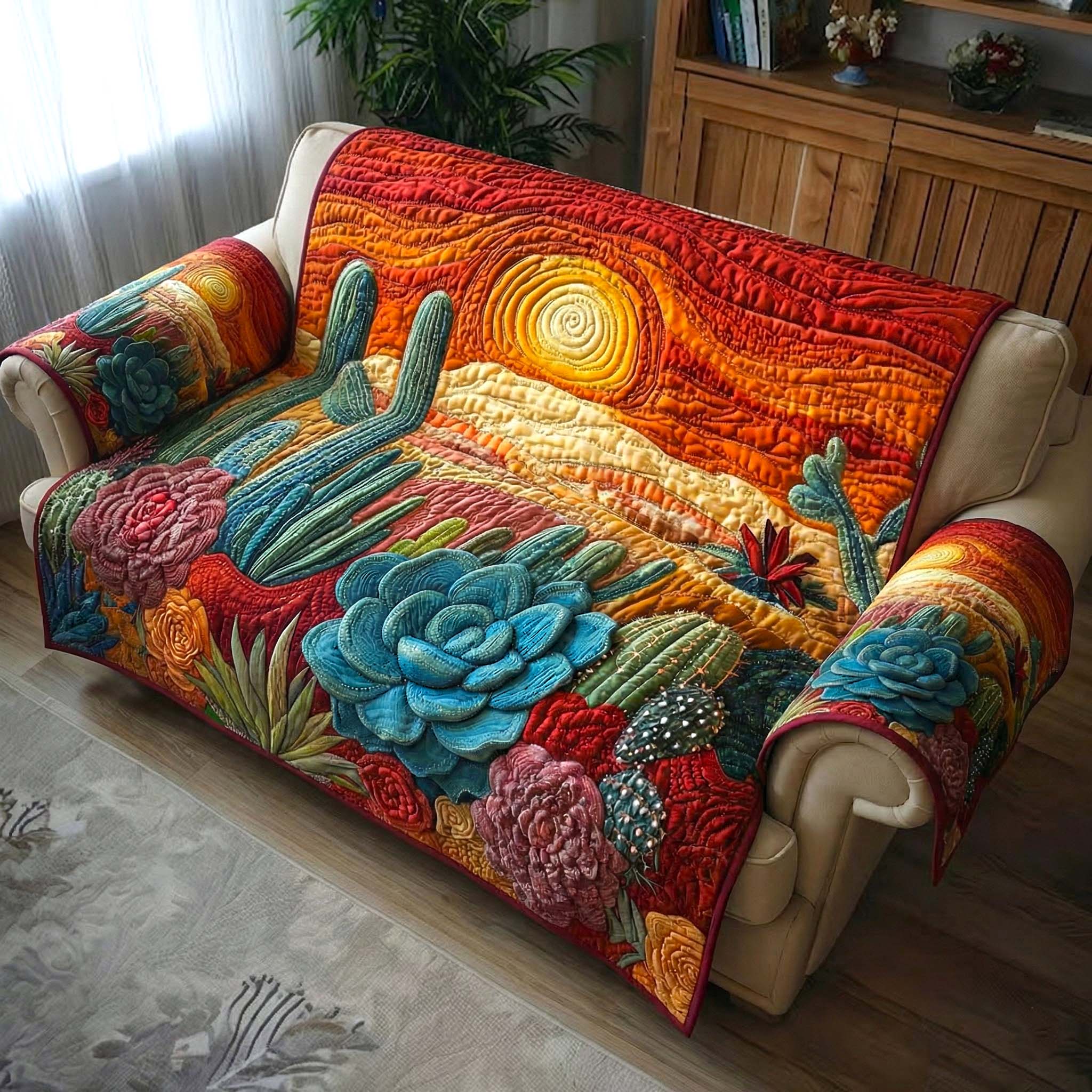 Arid Horizon Quilted Sofa Cover Southwest Home Couch Cover Cute Room Decor Gifts - Tradiviet
