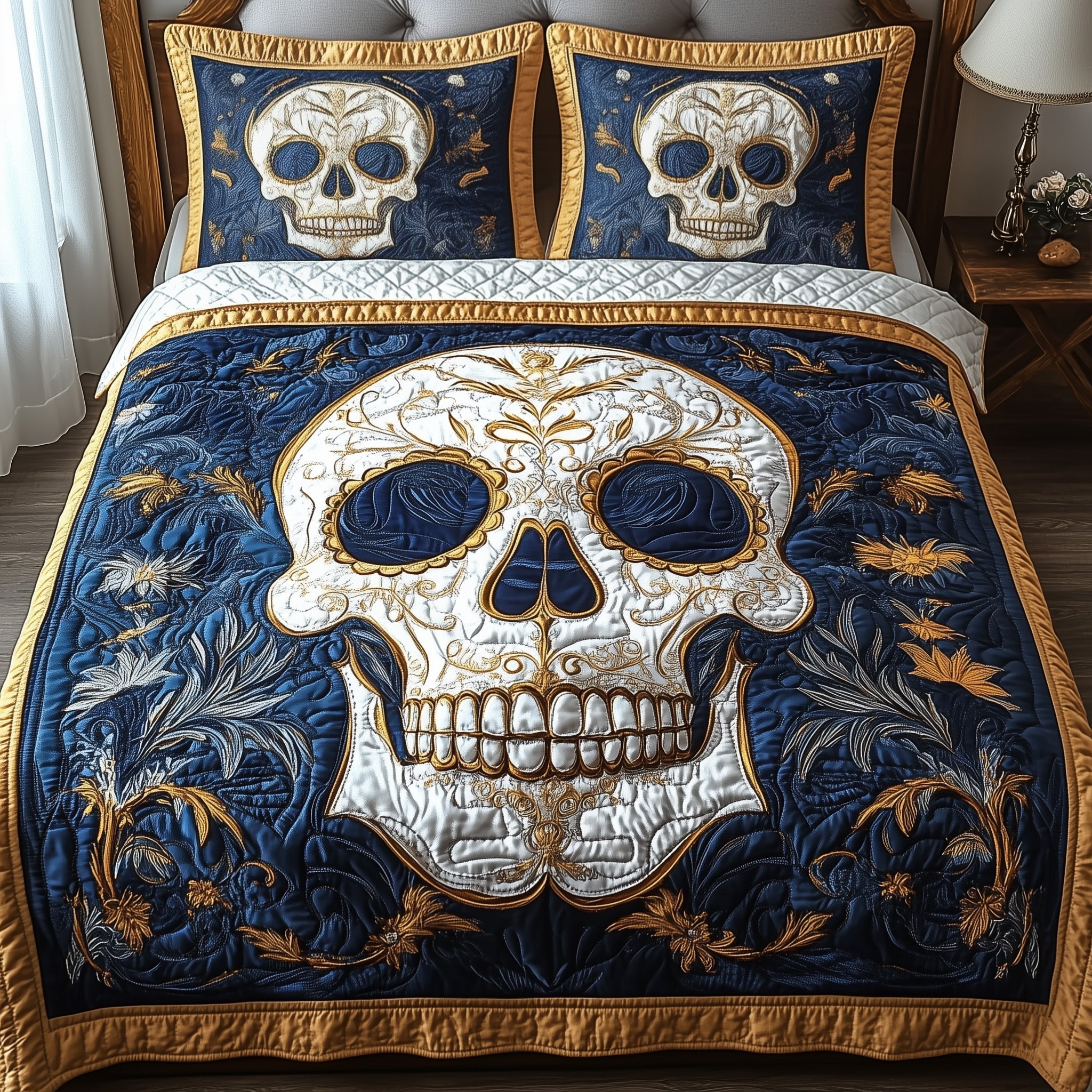 Artful Skull Quilted Bedding Set Artful Skull Classic Gift For Artful Skull - Tradiviet