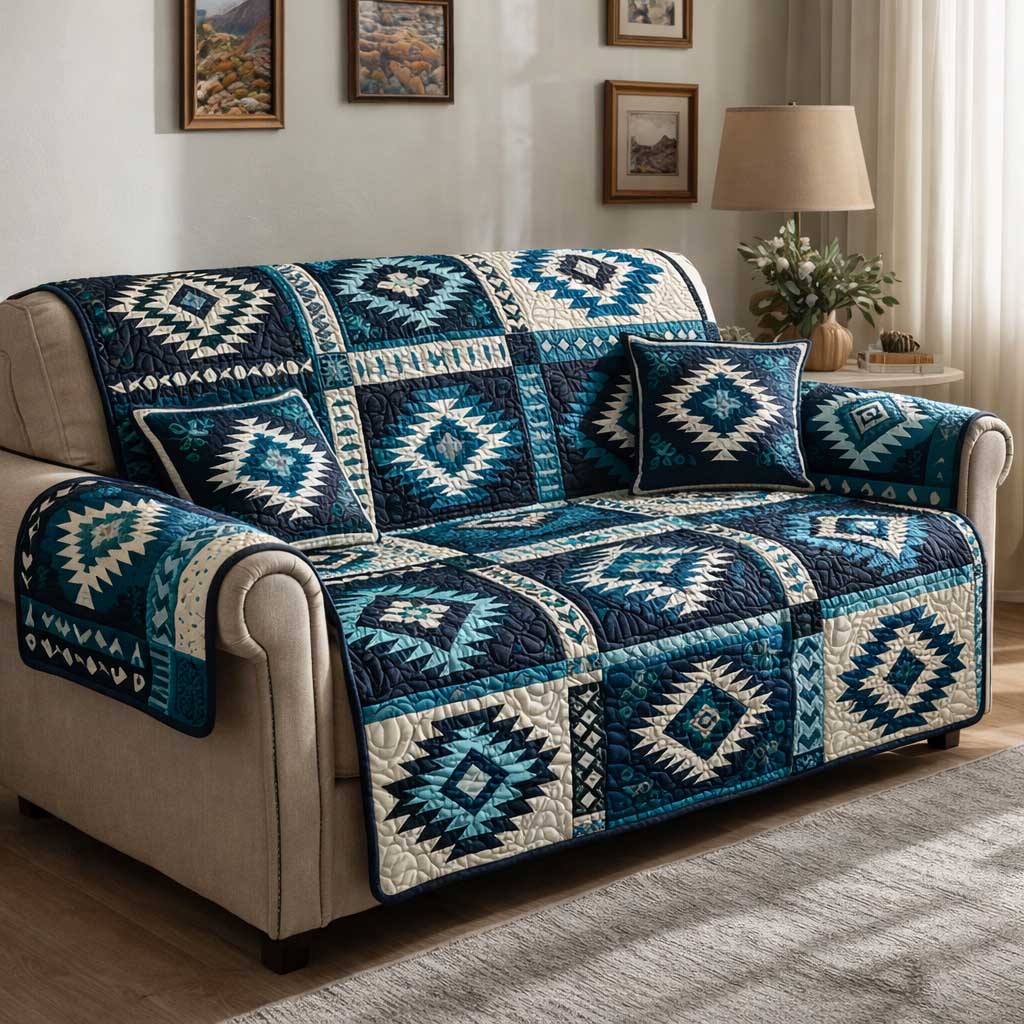 Artisan Weave Quilted Sofa Cover Patchwork Home Couch Cover Great Housewarming Gift Ideas - Tradiviet