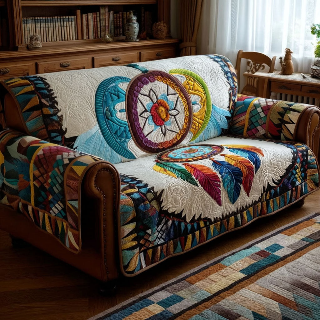 Artisan Wind Quilted Sofa Cover Best Couch Covers Native American Gifts Online - Tradiviet