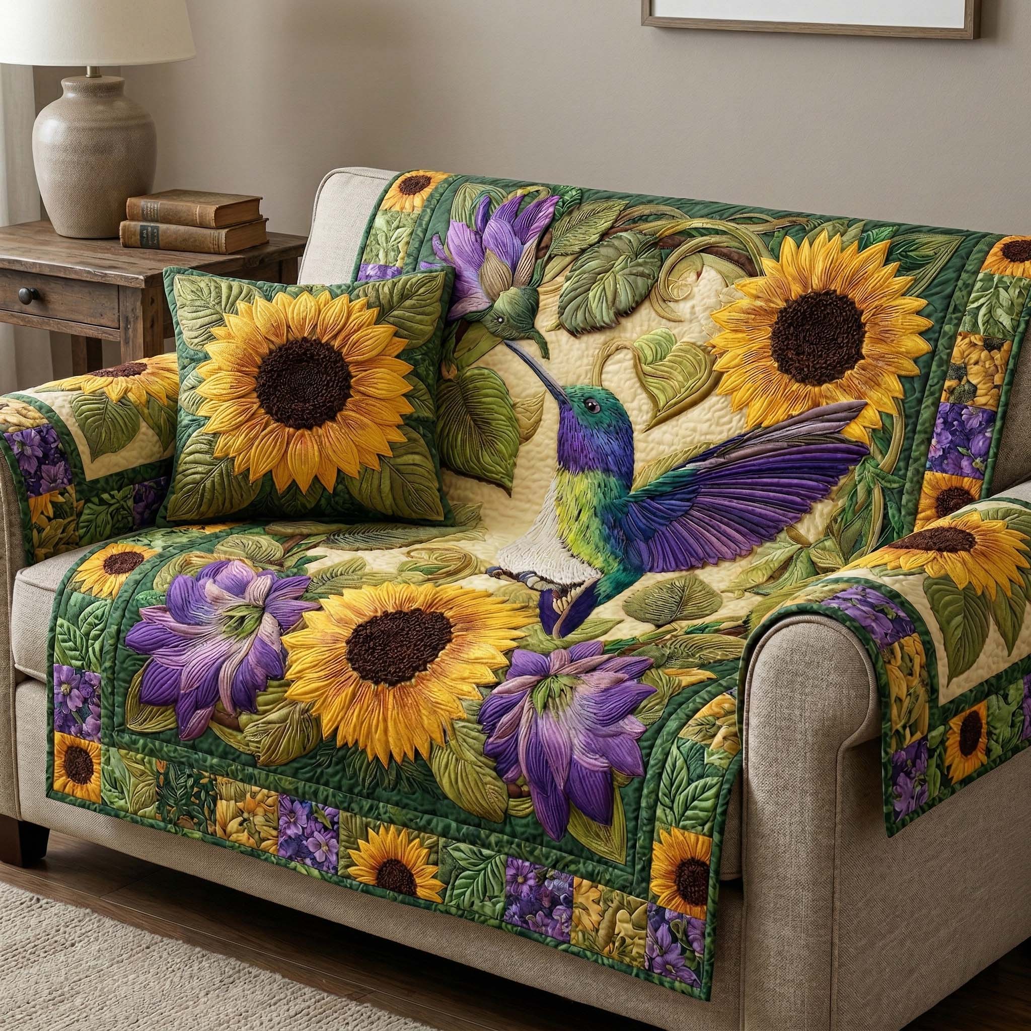 Artisan Wing Serenity Quilted Sofa Cover Home Room Decor Home Gifts For Him - Tradiviet