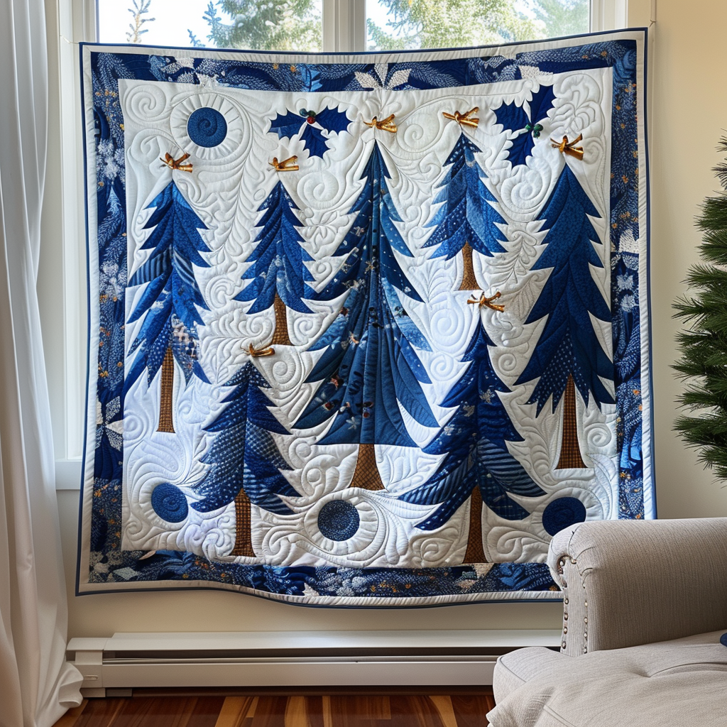 Artistic Christmas Tree Quilted Blanket Living Room Decor Gifts For 4Th Of July - Tradiviet