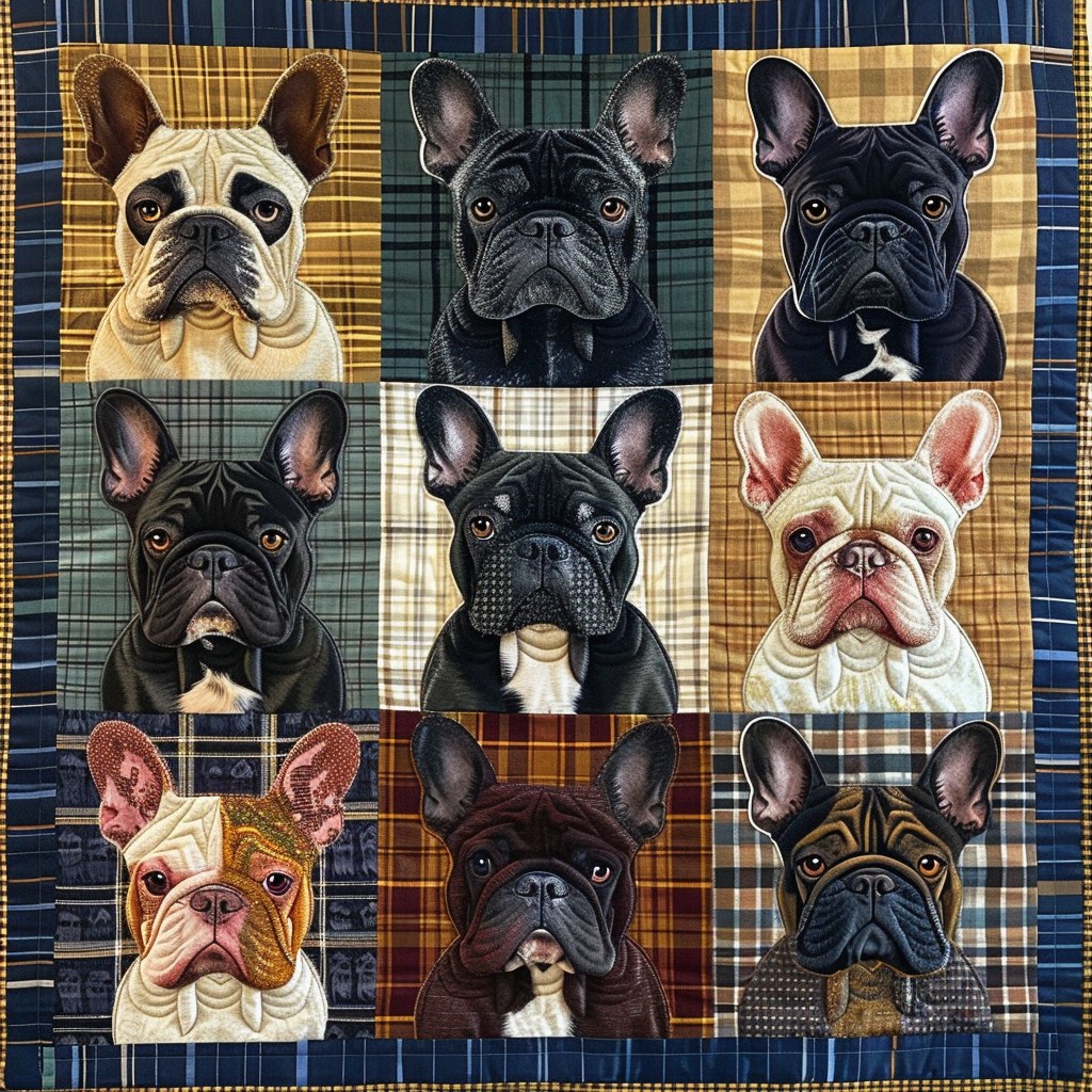 Artistic Frenchie Quilted Blanket Room Decor Ideas Gift For Mom - Tradiviet