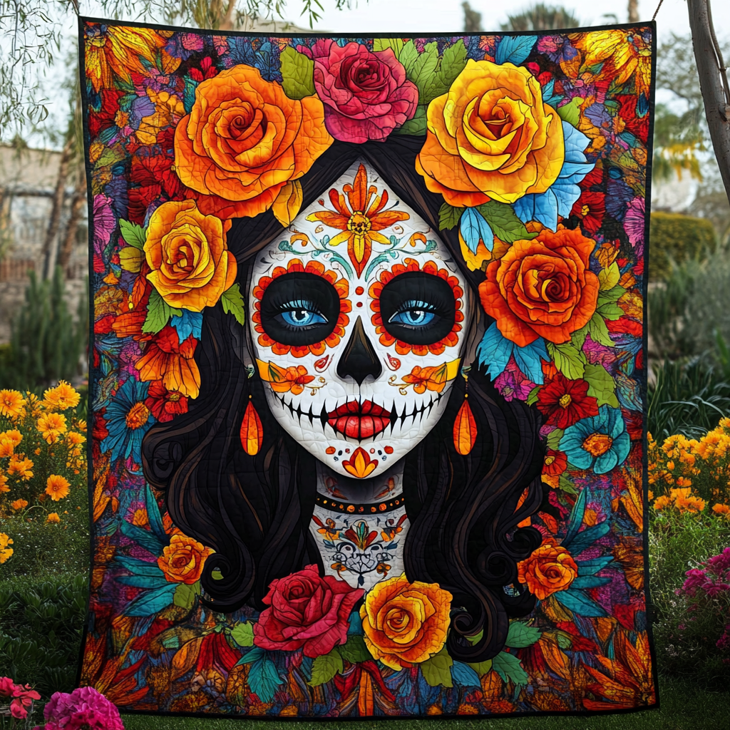 Artistic La Catrina Quilted Blanket Home Good Decoration Gift For Wife - Tradiviet