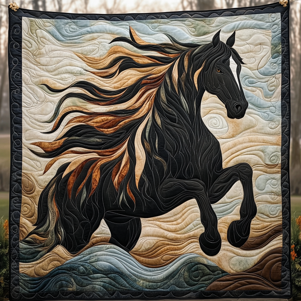Artistic Mystical Steeds Quilted Blanket Holiday Living Decorations Gift For Sister - Tradiviet