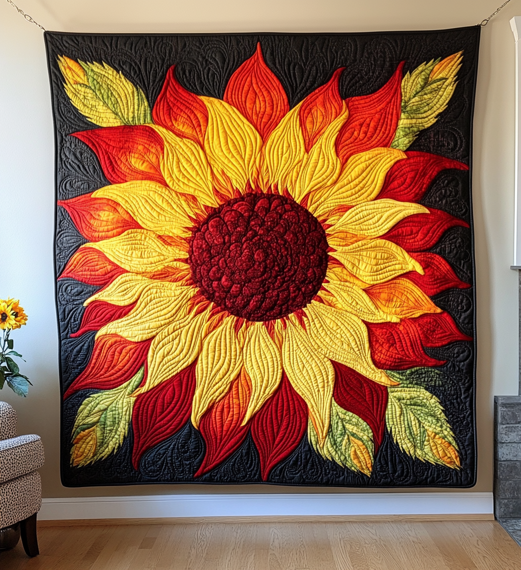 Artistic Sunflower Quilted Blanket Room Decoration Items Gift For Friend - Tradiviet
