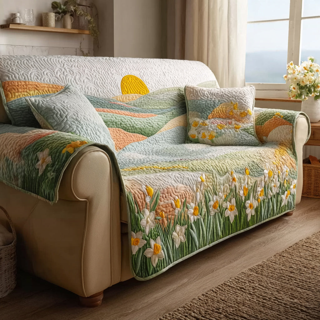 Aura Meadow Quilted Sofa Cover Sofa Couch Cover Awesome Mother's Day Gifts - Tradiviet
