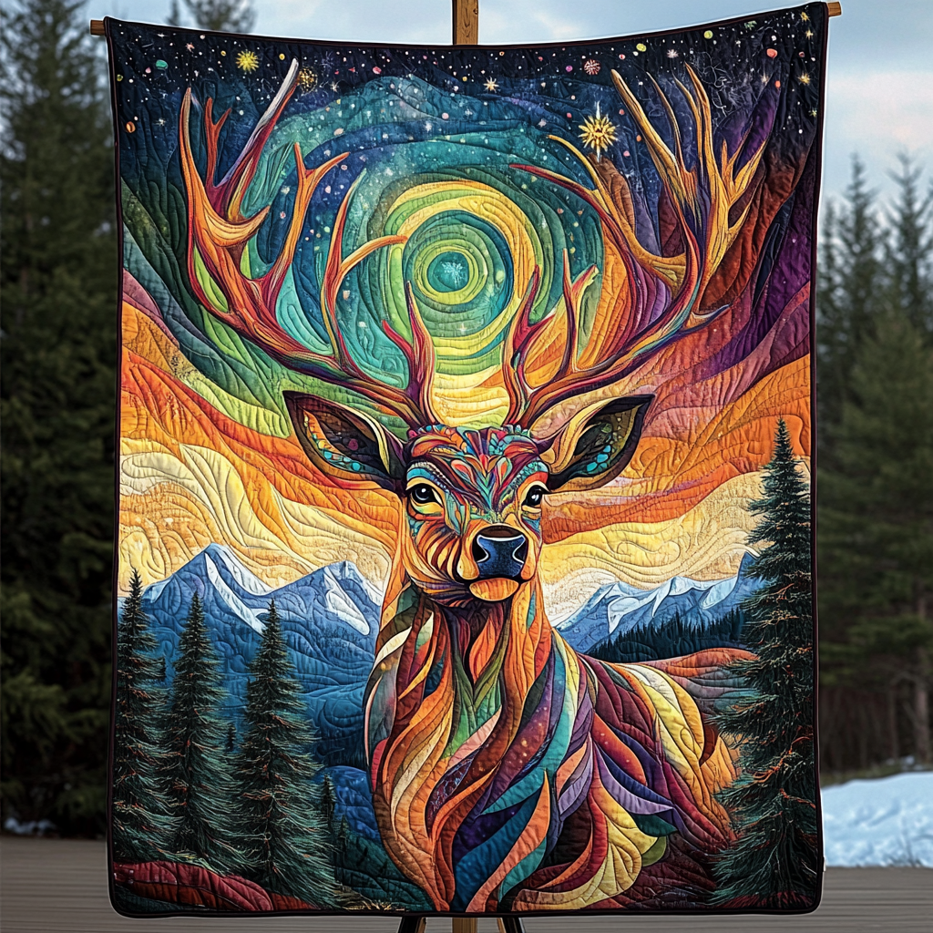 Aurora Antlers Quilted Blanket Home Decor Gift For Parents - Tradiviet