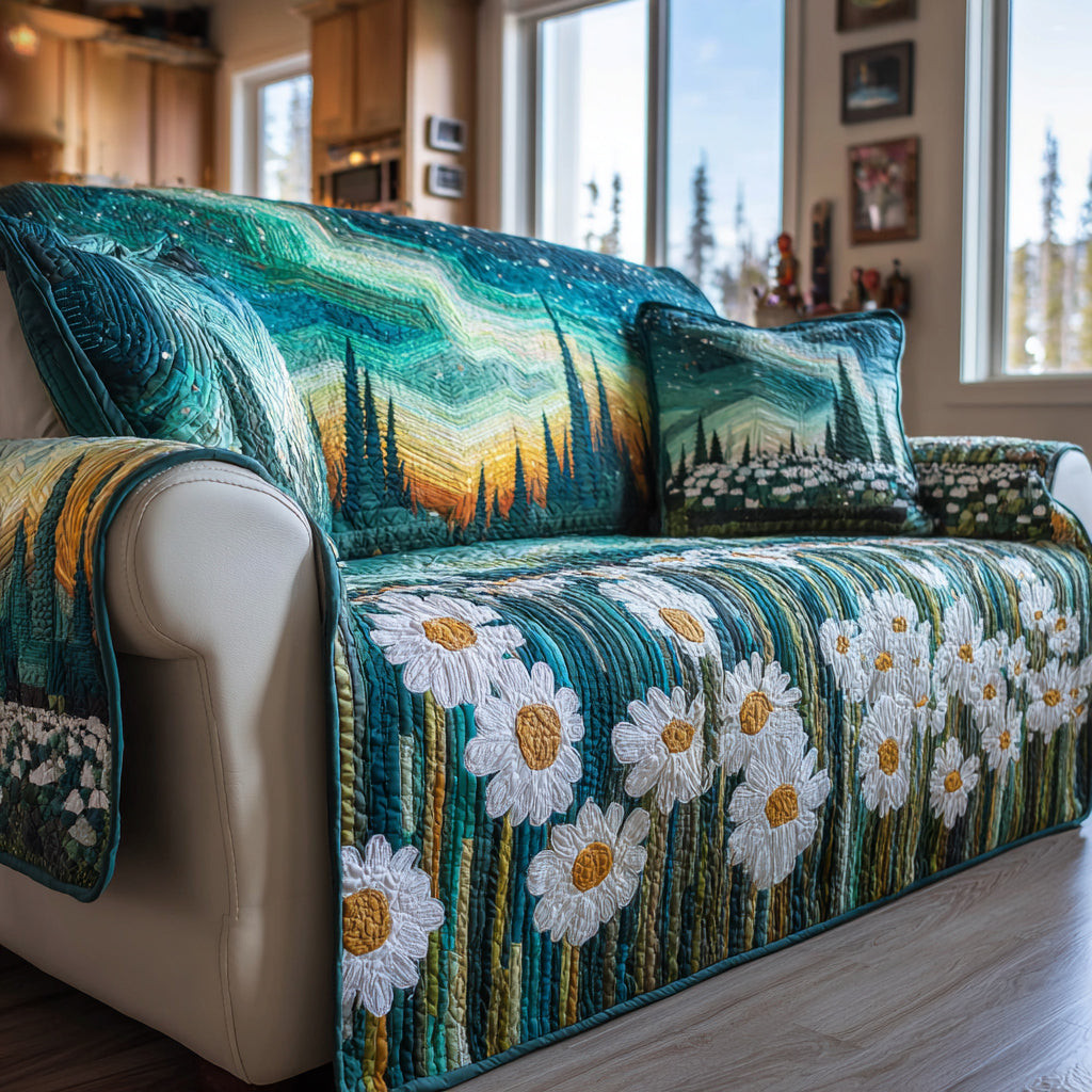 Aurora Cosmic Flow Quilted Sofa Cover Covers For Sofas Birthday Presents For Mum - Tradiviet
