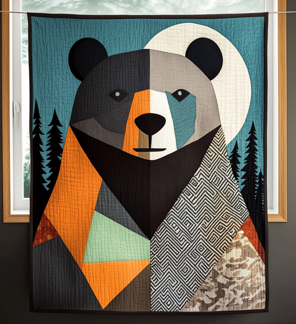 Autumn Bear Quilted Blanket America Land Of The Free Gift For Indoor Decor - Tradiviet