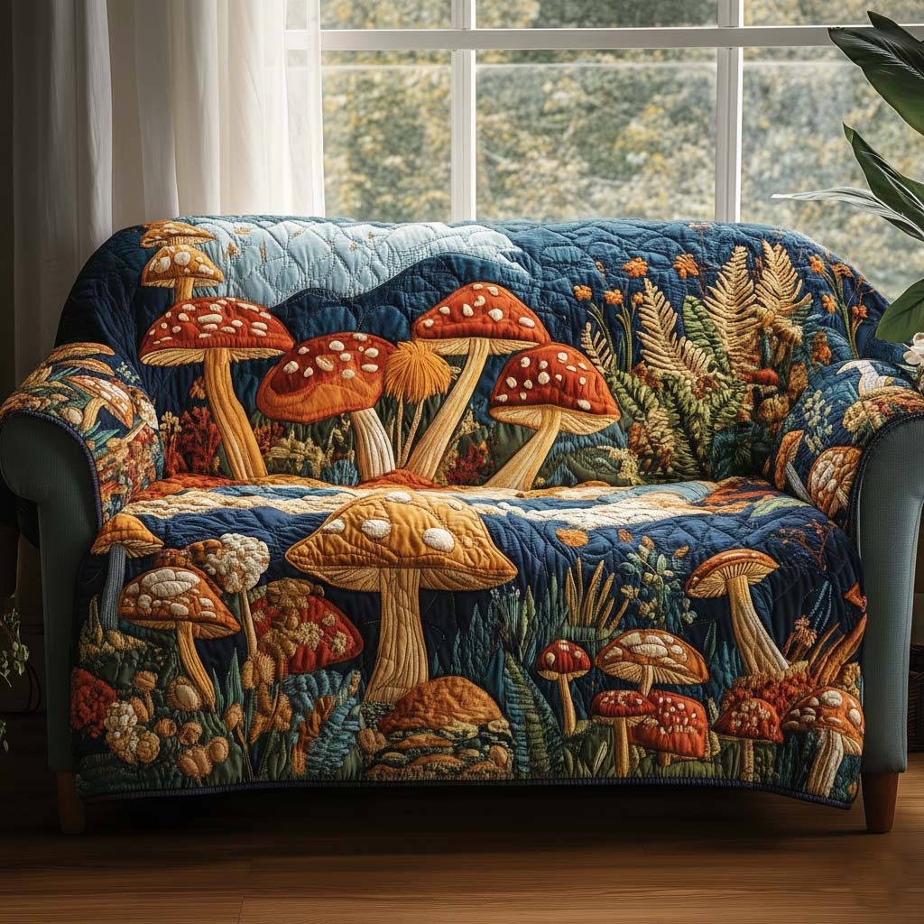 Autumn Bloom Quilted Sofa Cover Floral Home Couch Cover Present For Autumn Lover - Tradiviet