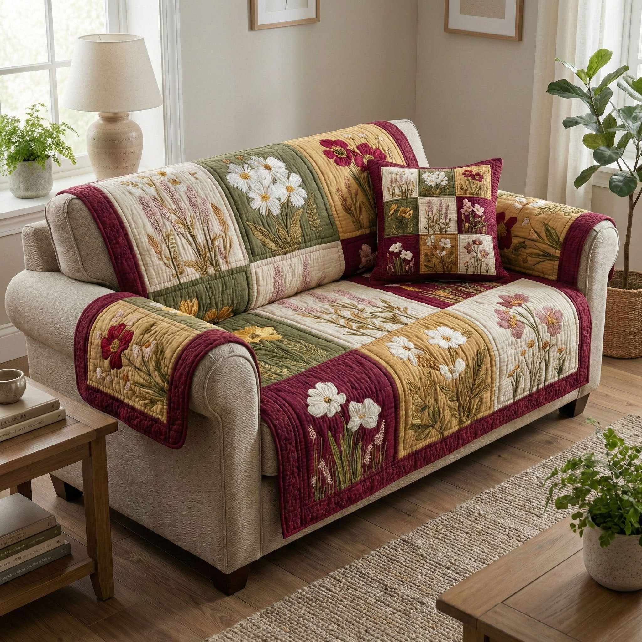 Autumn Field Quilted Sofa Cover Couch Seat Covers Creative Mother's Day Gifts - Tradiviet