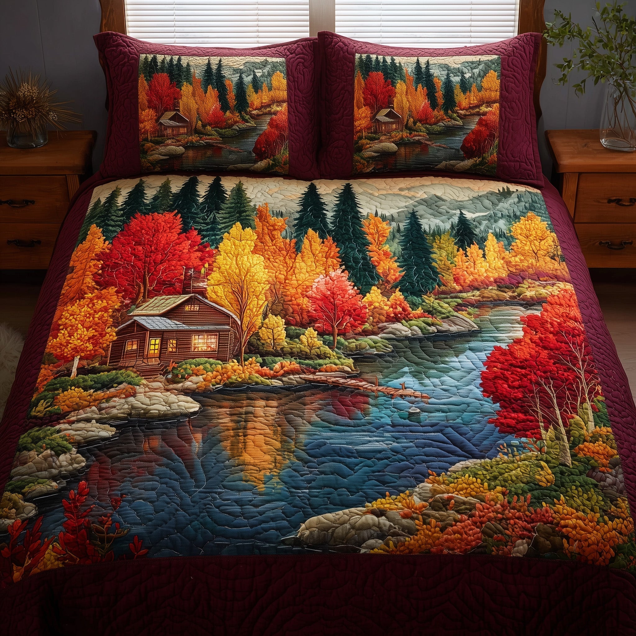 Autumn Forest Quilted Bedding Set Autumn Forest Room Gift For Autumn Forest - Tradiviet
