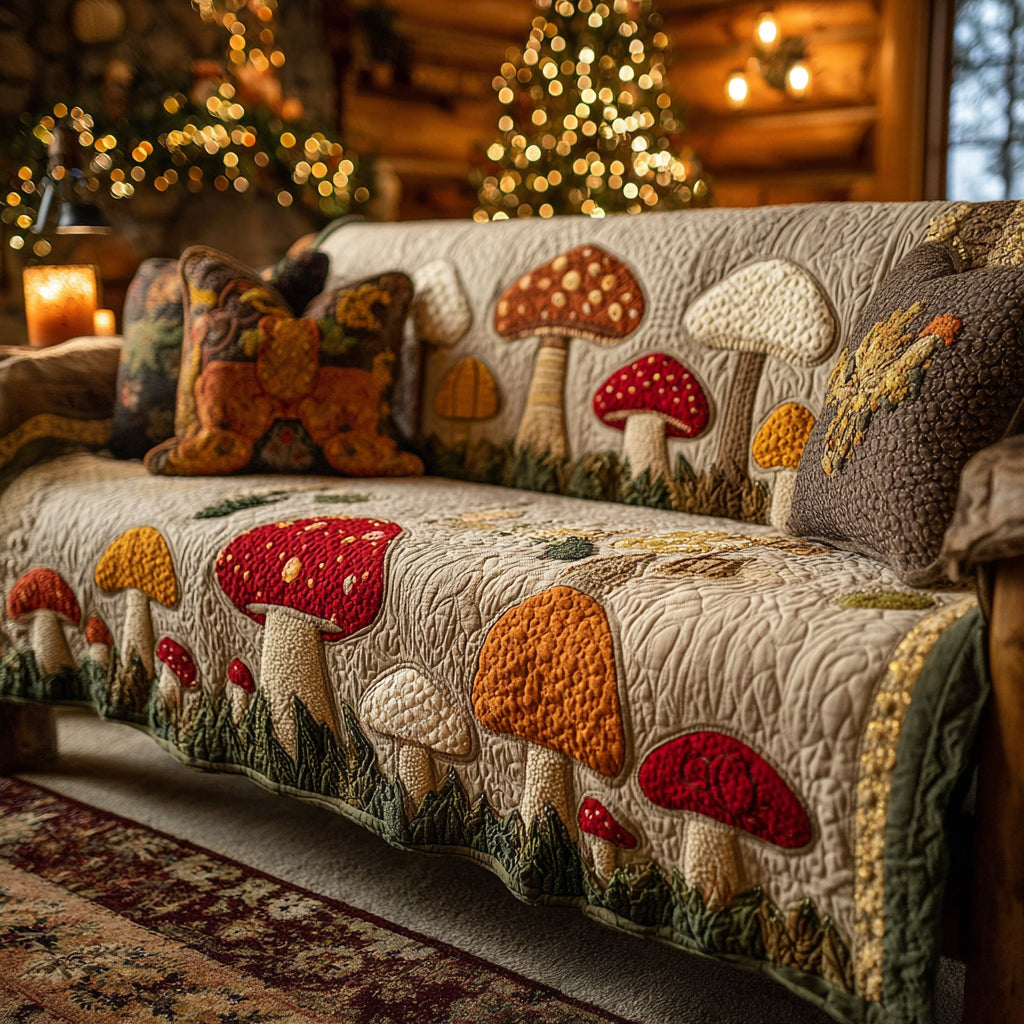 Autumn Fungi Hollow Quilted Sofa Cover Wall Room Decor New Home Gift Ideas - Tradiviet