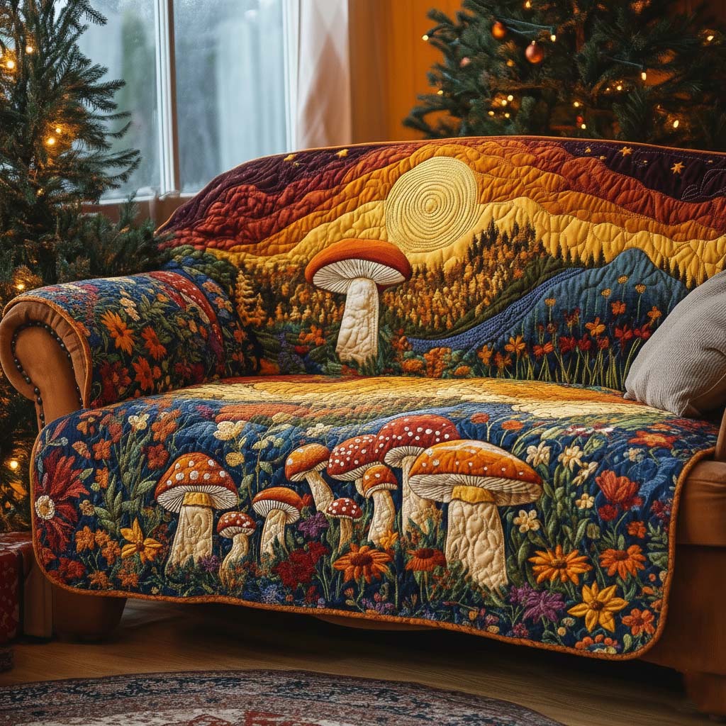 Autumn Glow Quilted Sofa Cover Autumn Home Couch Cover Top Autumn Lover Gifts - Tradiviet