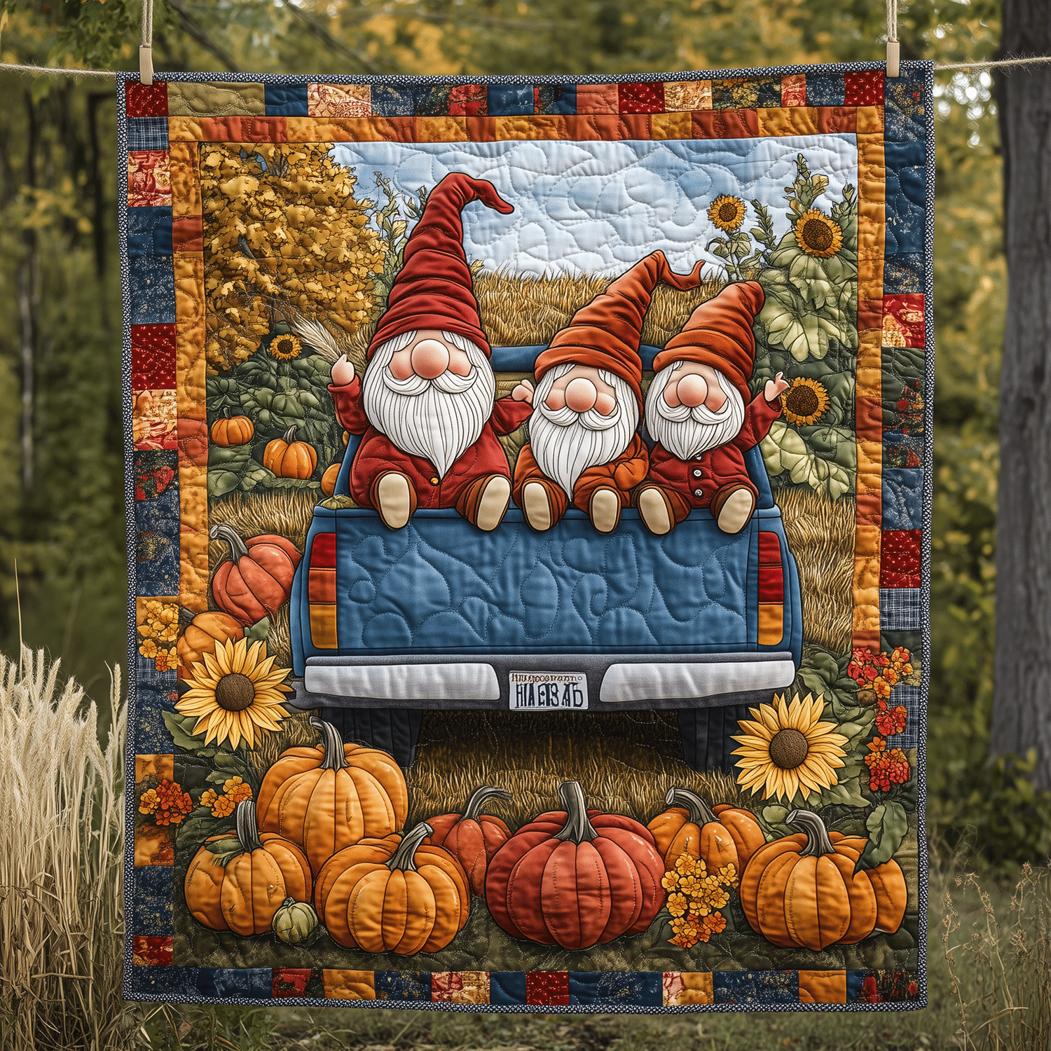Autumn Harvest Quilted Blanket Room Decor Patriotic Birthday Gifts - Tradiviet