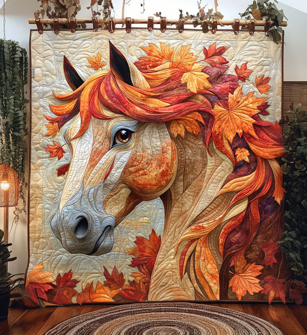 Autumn Horse Quilted Blanket Holiday Home Decor Gifts For 4Th Of July - Tradiviet