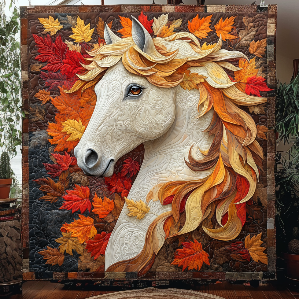 Autumn Horse Quilted Blanket Indoor Decorations Gift For Patriots - Tradiviet