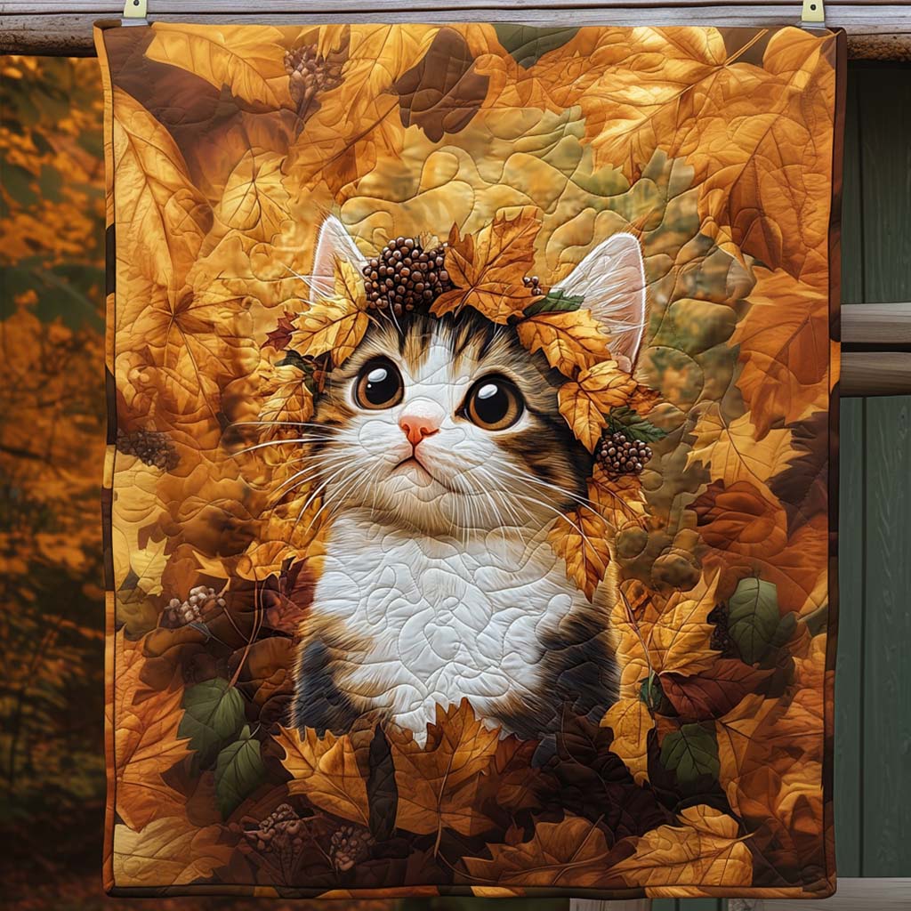 Autumn Kitten Quilted Blanket Indoor Decorations Gift for Decor Home - Tradiviet