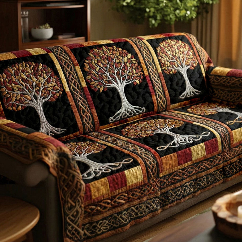 Autumn Nature Roots Quilted Sofa Cover Cute Sofa Slipcovers Tree Of Life Gifts For Dad - Tradiviet