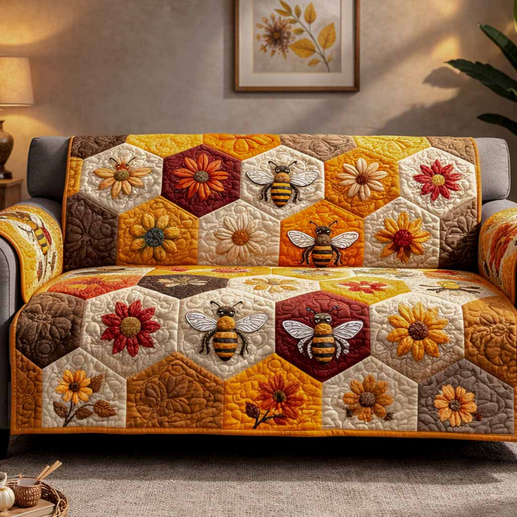 Autumn Nectar Quilted Sofa Cover Great Couch Covers Presents For Bee Lovers - Tradiviet