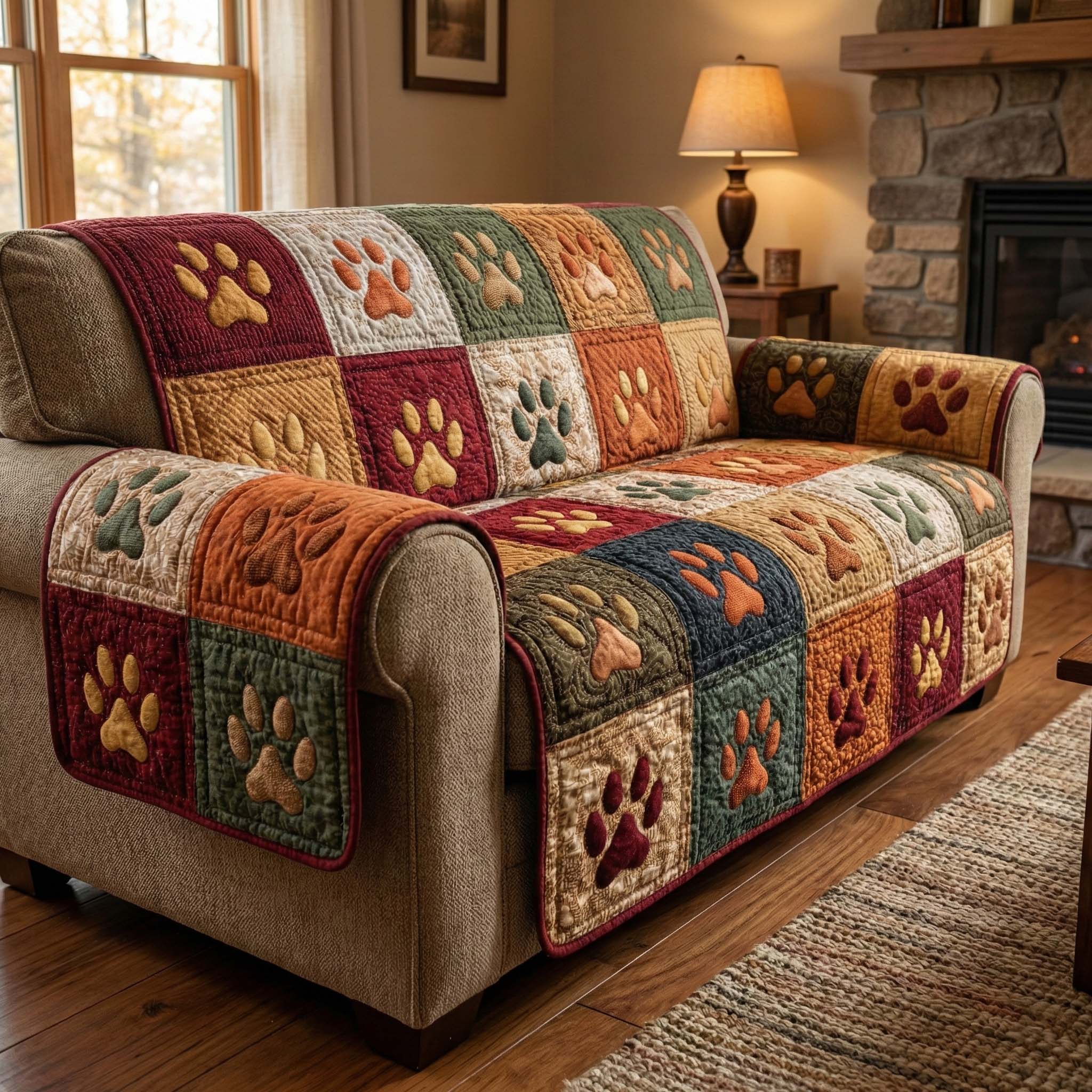 Autumn Paws Quilted Sofa Cover Pet Home Couch Cover Gifts For Pet Lovers - Tradiviet
