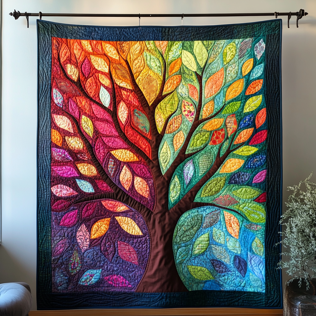 Autumn Radiance Quilted Blanket Bohemian Bedroom Furniture Gift For Parents - Tradiviet