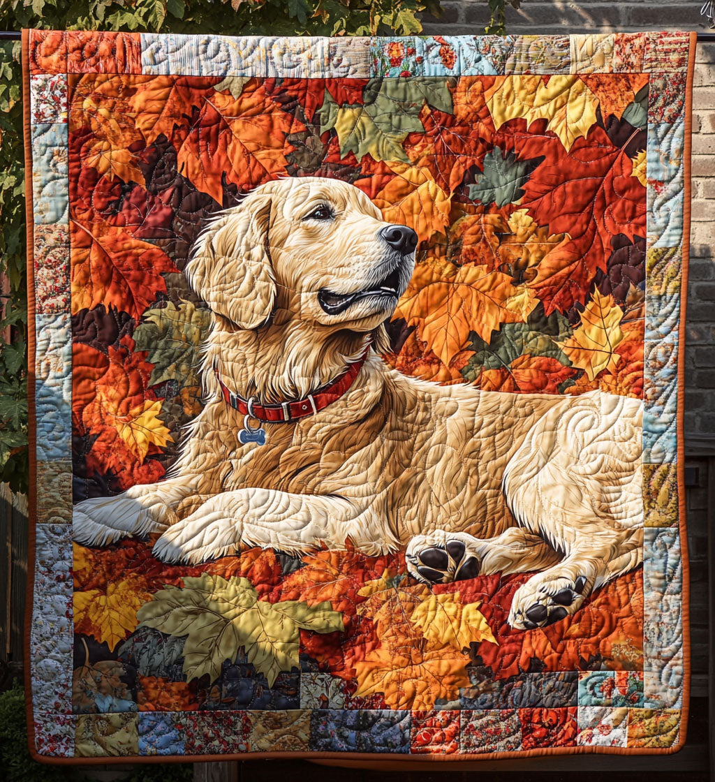 Autumn Retriever Moments Quilted Blanket Home Decor Gift For Him - Tradiviet