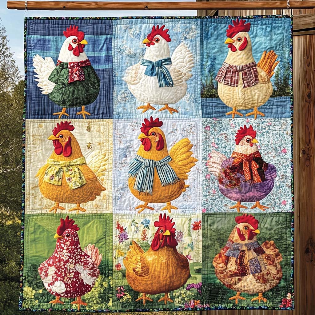 Autumn Roosters Quilted Blanket House Decorations Inside Gift For Boys - Tradiviet