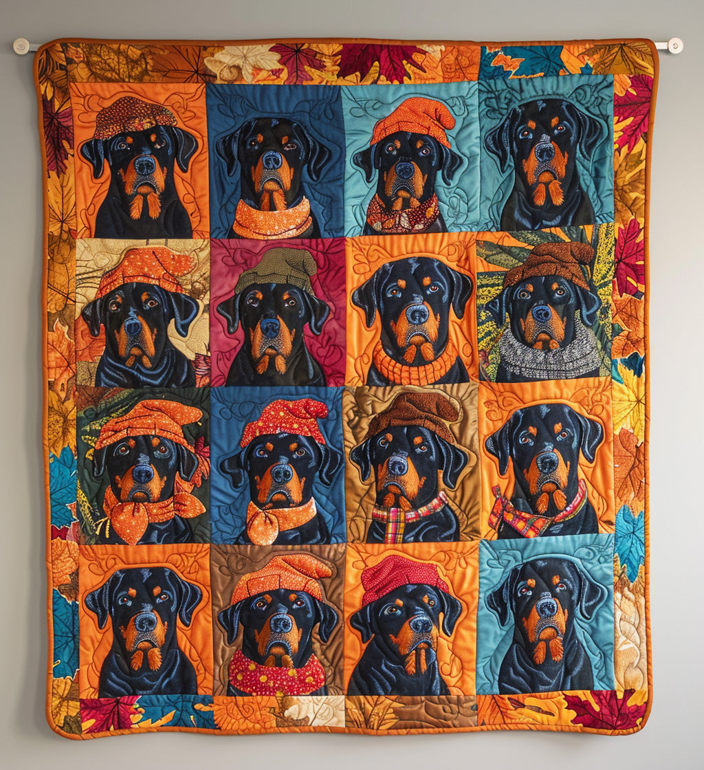 Autumn Rottweiler Retreat Quilted Blanket 1776 2026 Merch Gift For Men - Tradiviet