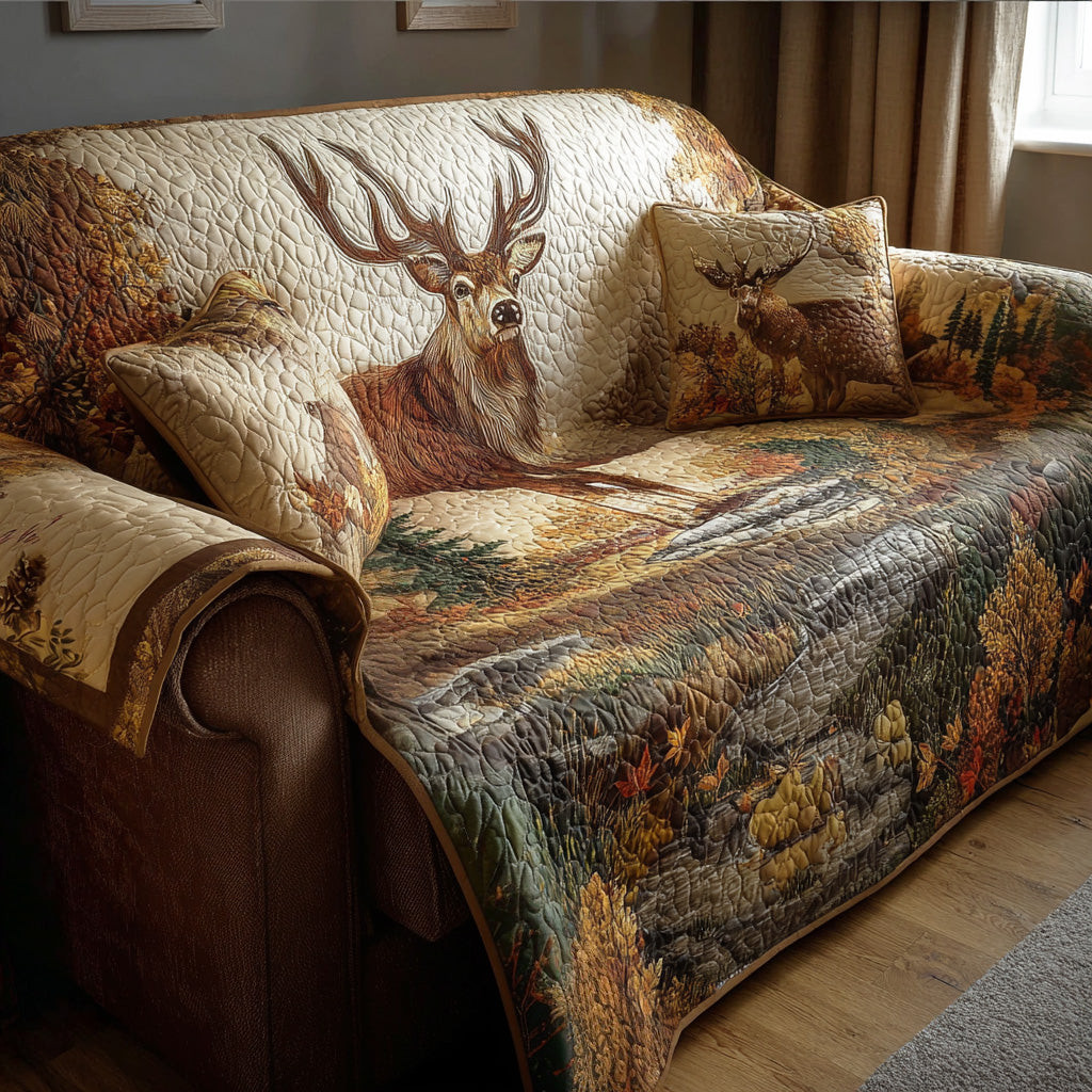 Autumn Stag Quilted Sofa Cover Furniture Covers Great Gifts For Deer Hunters - Tradiviet