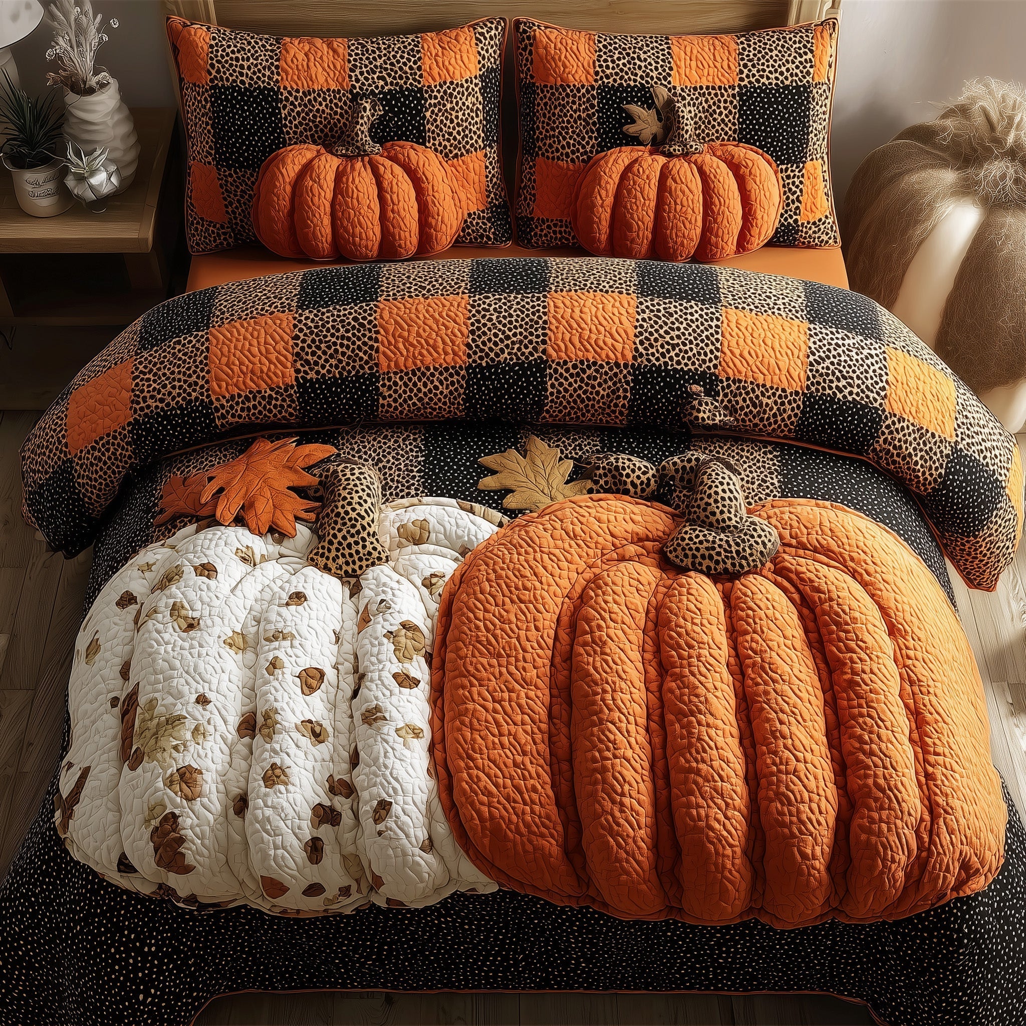 Autumn Vibe Quilted Bedding Set Autumn Vibe Hideaway Gift For Autumn Wife - Tradiviet