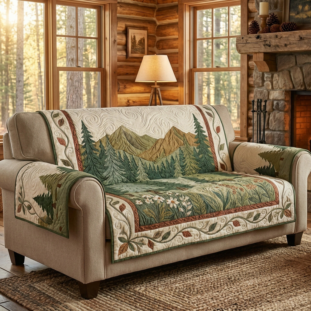 Autumn Woodland Quilted Sofa Cover Cool Couch Slipcovers Tree Of Life Gifts For Mom - Tradiviet