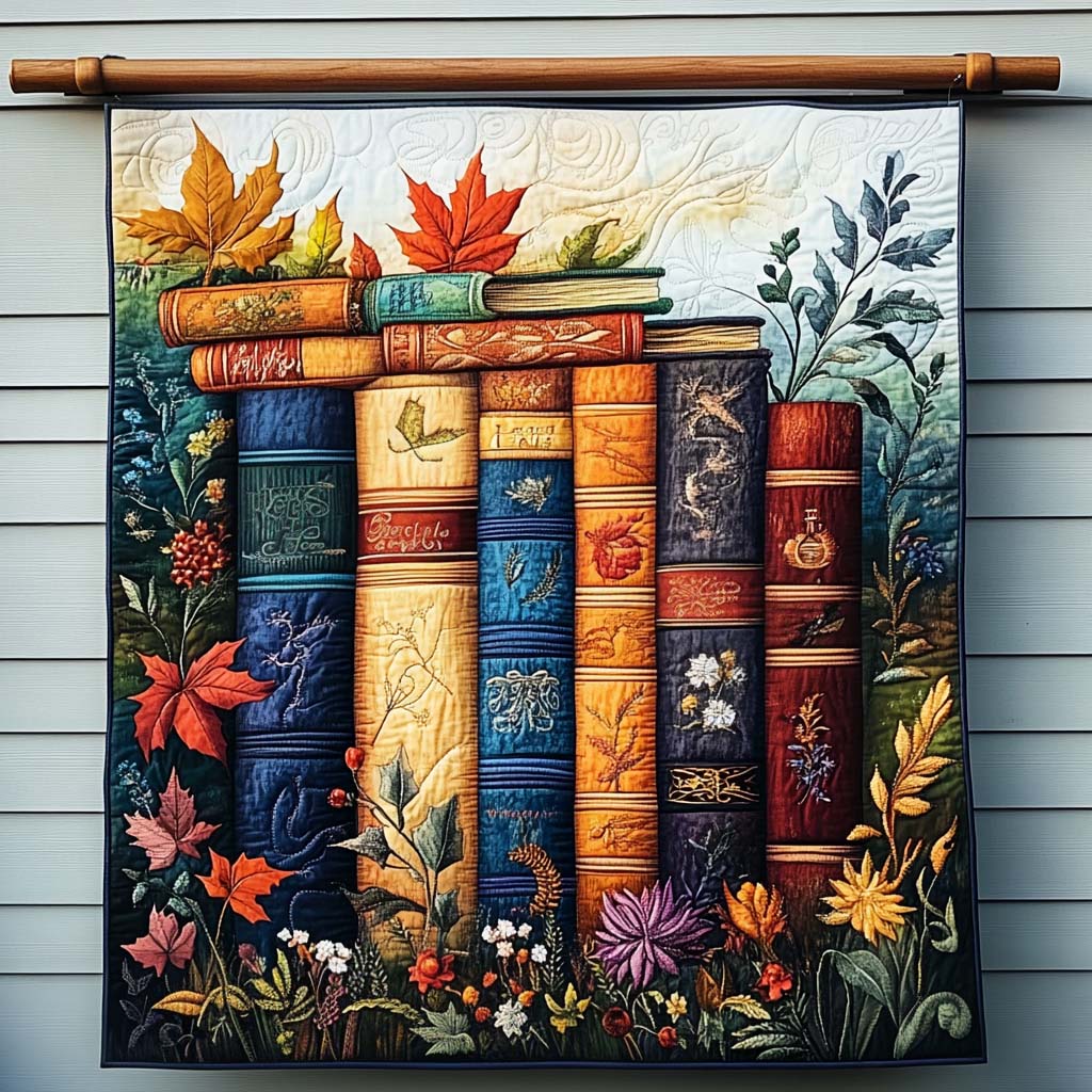 Autumnal Bookshelf Quilted Blanket July 4 1776 July 4 2026 Gift For Seasonal Decor - Tradiviet
