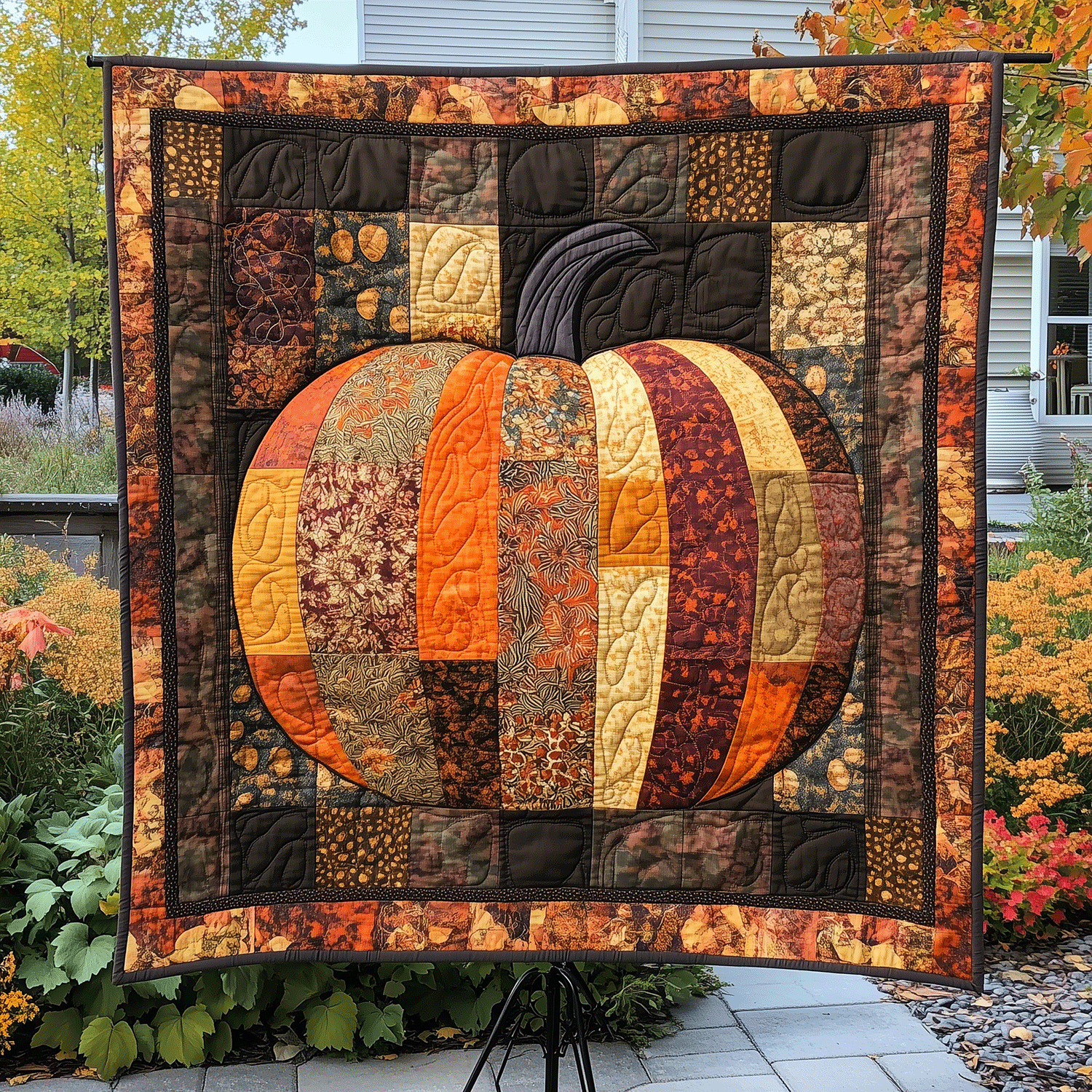 Autumnal Pumpkin Quilted Blanket USA 250 Years Of Defending Liberty Gift For Table Decor - Tradiviet