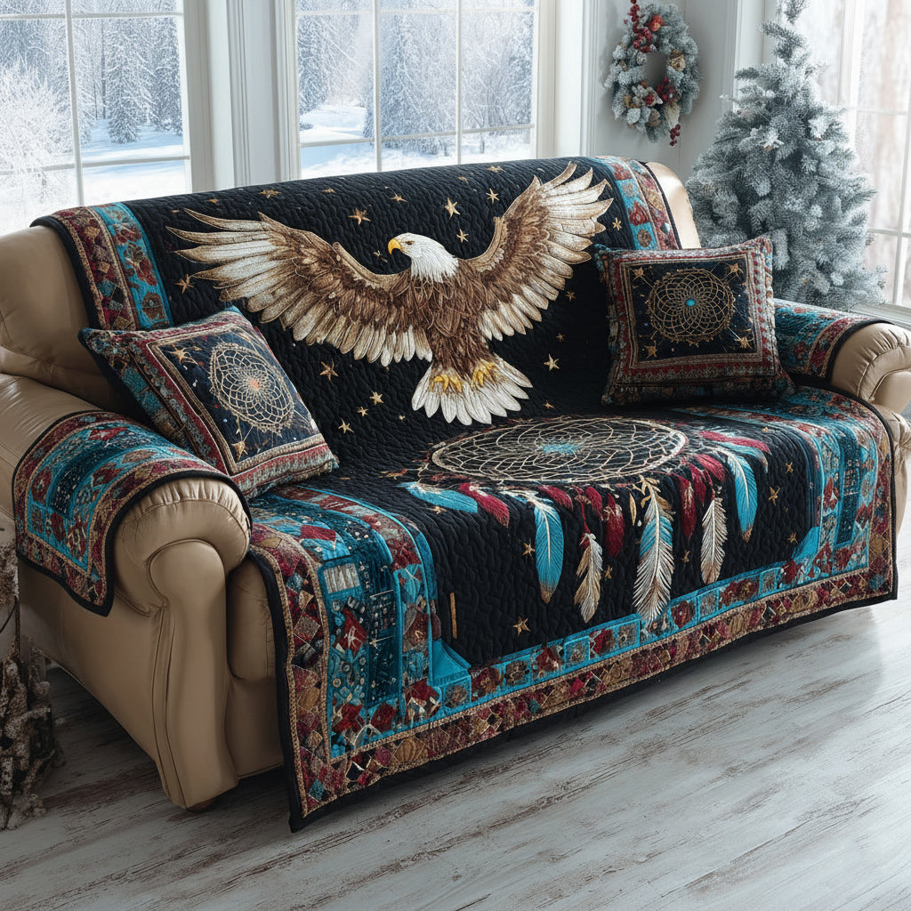 Aztec Eagle Quilted Sofa Cover Room Decor Ideas Gift For Living Room - Tradiviet