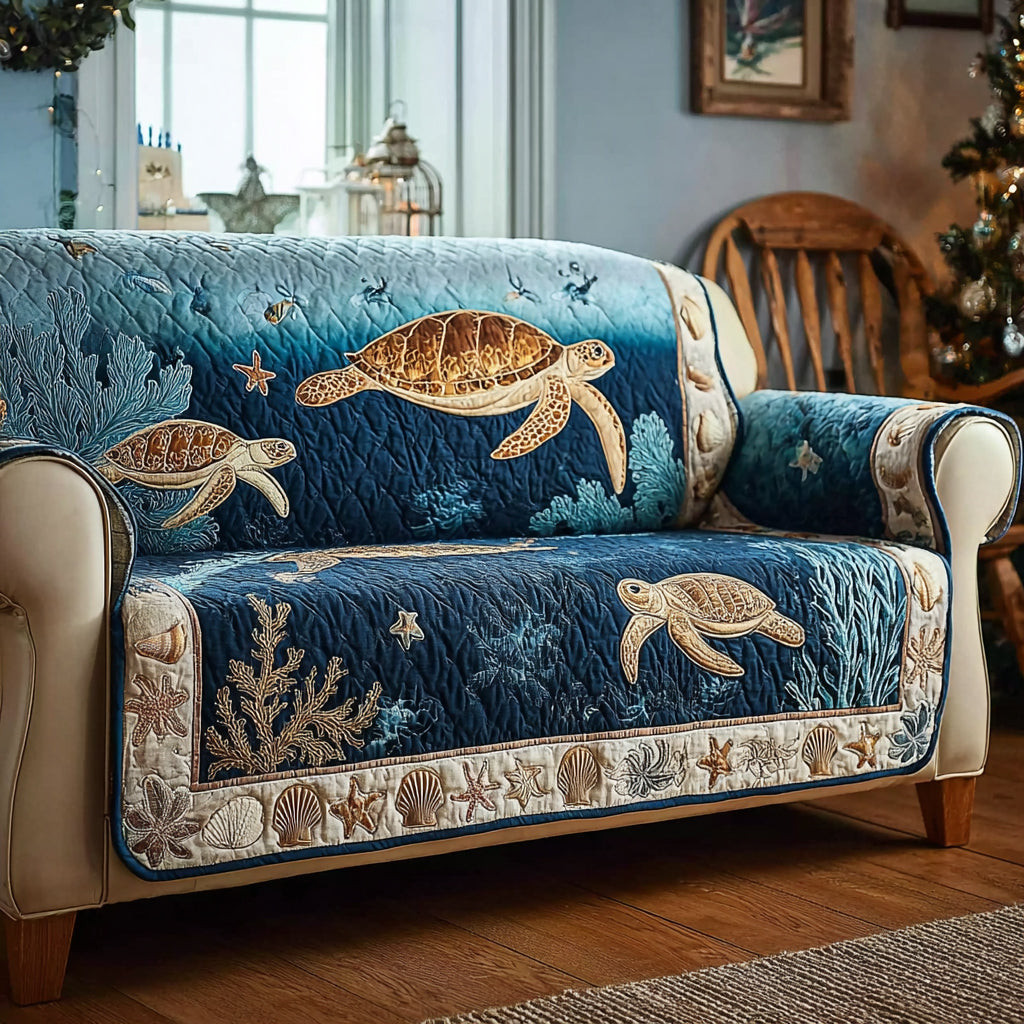 Azure Marine Quilted Sofa Cover Sofa Cover For Couch Beach Gifts For Women - Tradiviet