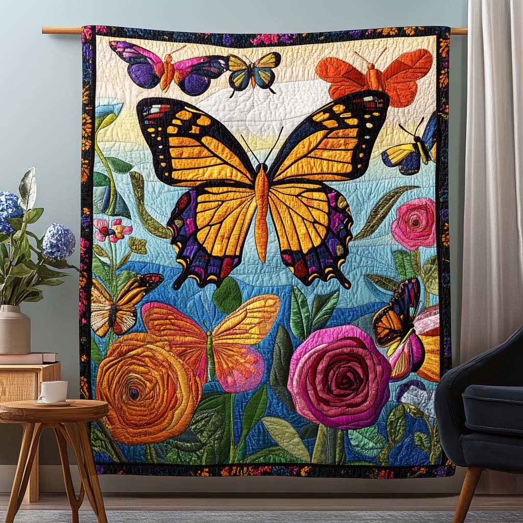 Azure Monarch Quilted Blanket America's 250th Anniversary Patriotic Gifts For Veterans - Tradiviet
