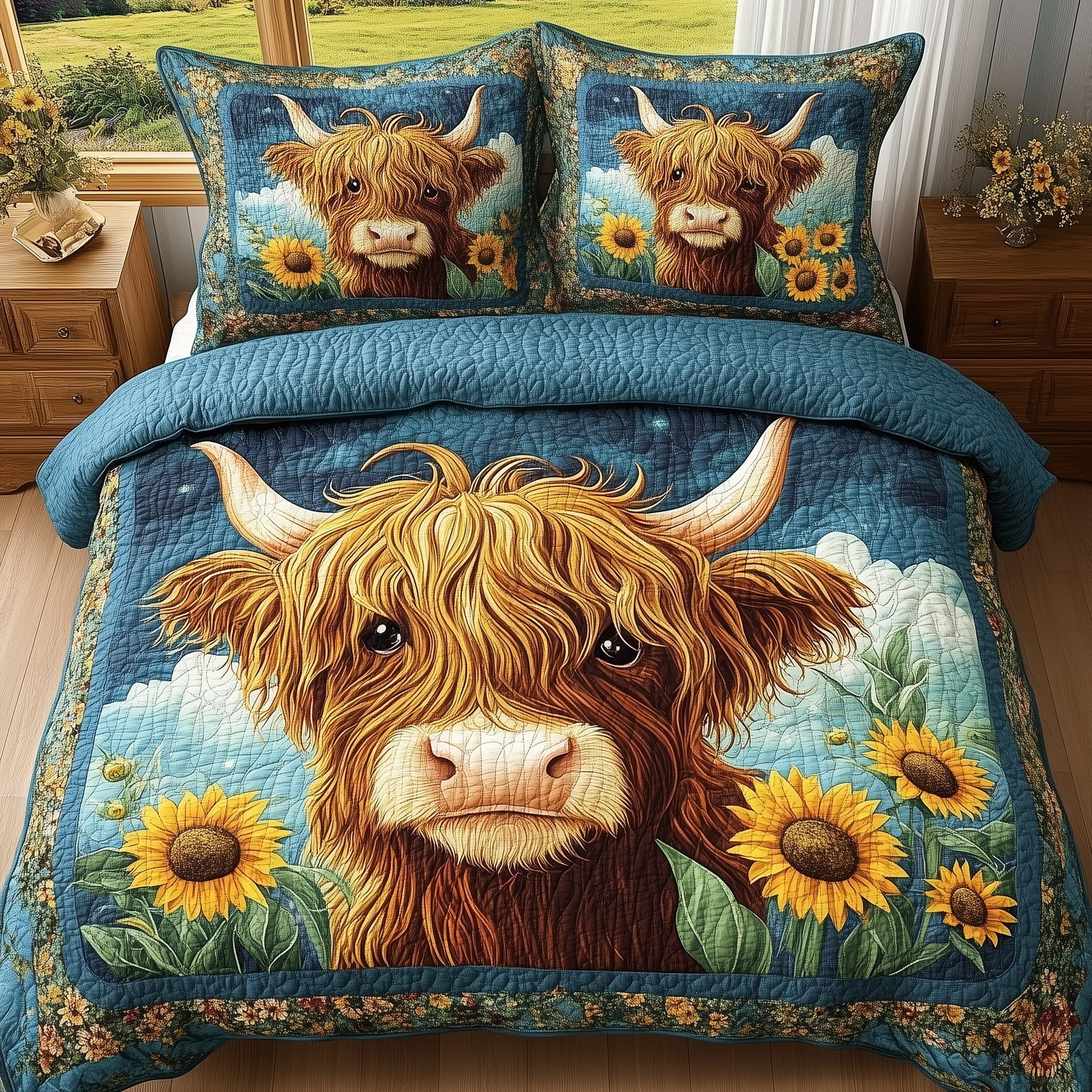 Baby Highland Cow Quilted Bedding Set Baby Highland Aesthetic Gift For Baby Highland - Tradiviet
