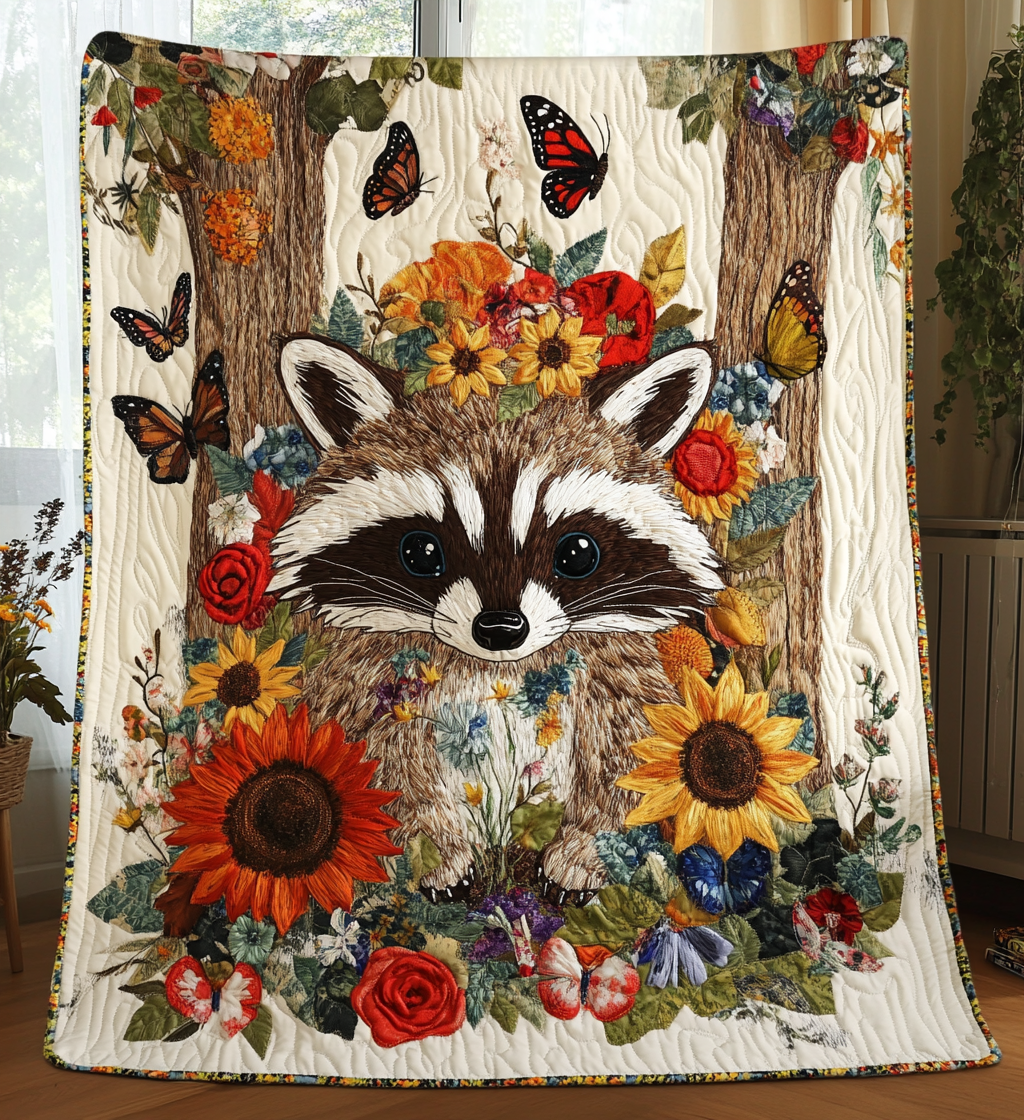 Baby Raccoon Quilted Blanket Home Decor Unique Patriotic Gifts - Tradiviet