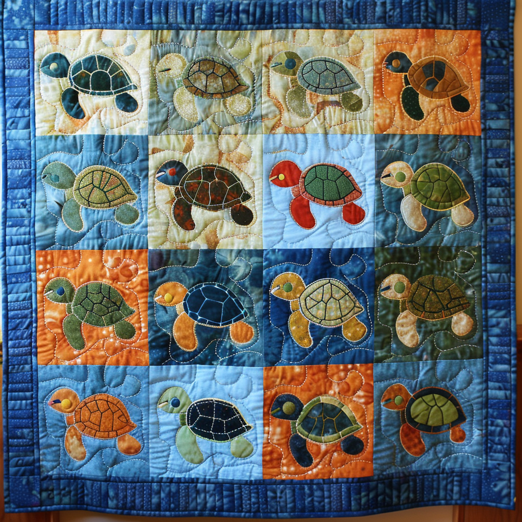 Baby Turtle Quilted Blanket Holiday Decorations Patriotic Gifts For Women - Tradiviet