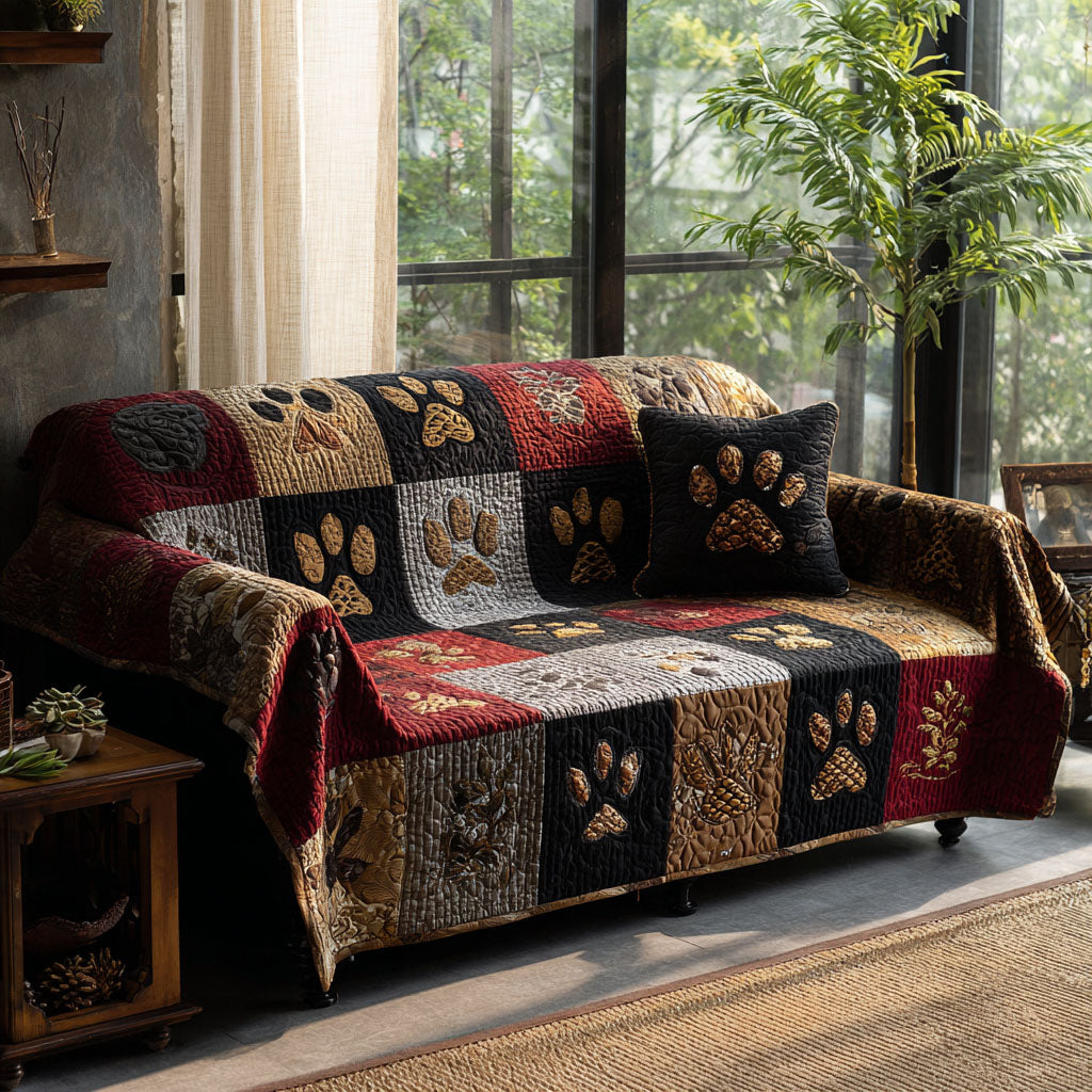 Backcountry Bear Quilted Sofa Cover Living Room Decor Black Bear Decor Accents - Tradiviet