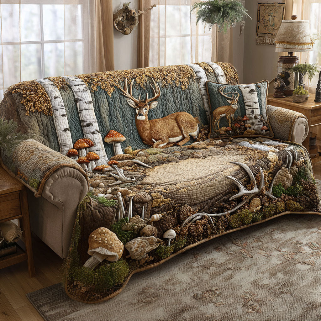 Backwoods Buck Quilted Sofa Cover Room Decor For Room Home Decor Gift Ideas - Tradiviet